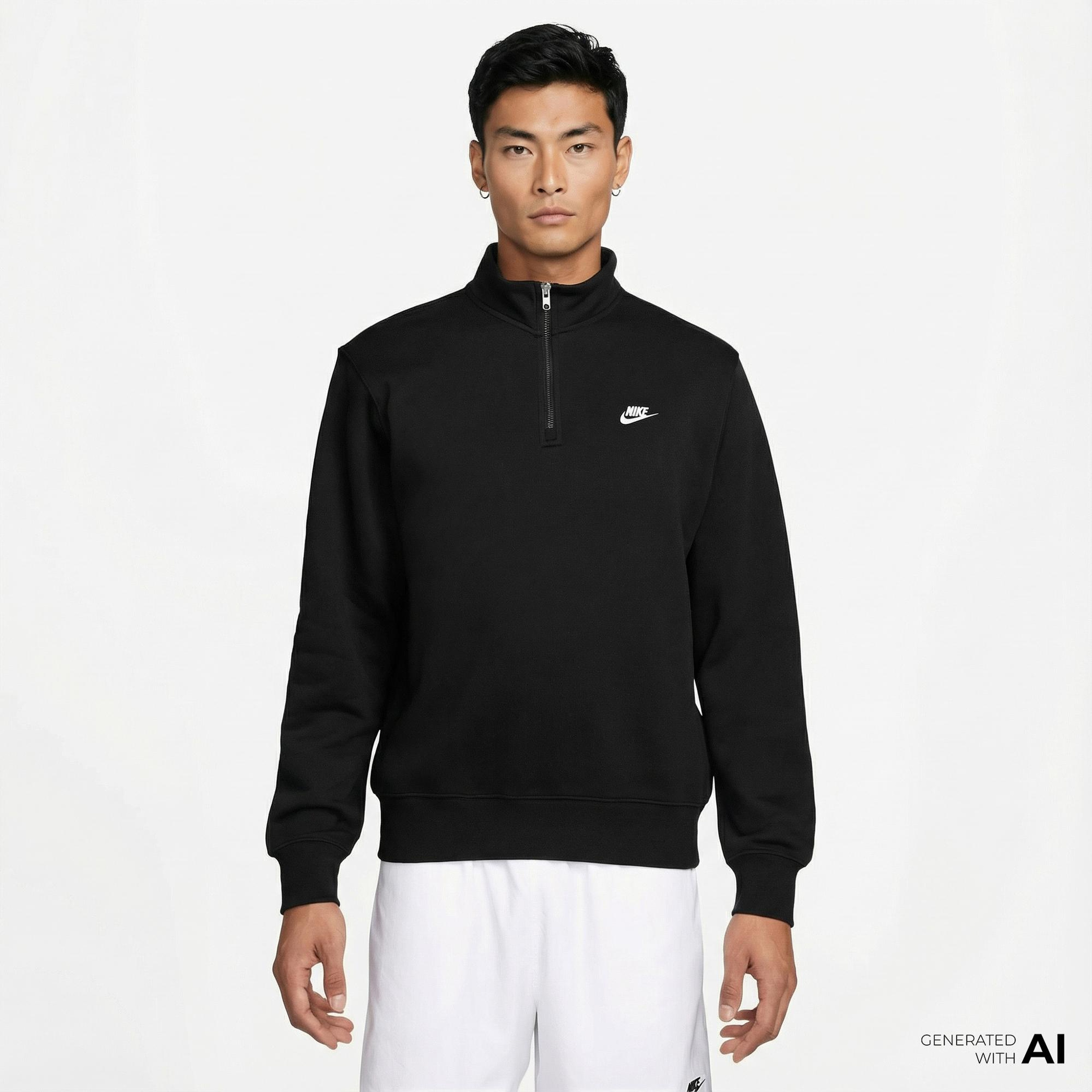 Nike Sportswear Club Fleece Top Erkek Siyah Sweatshirt