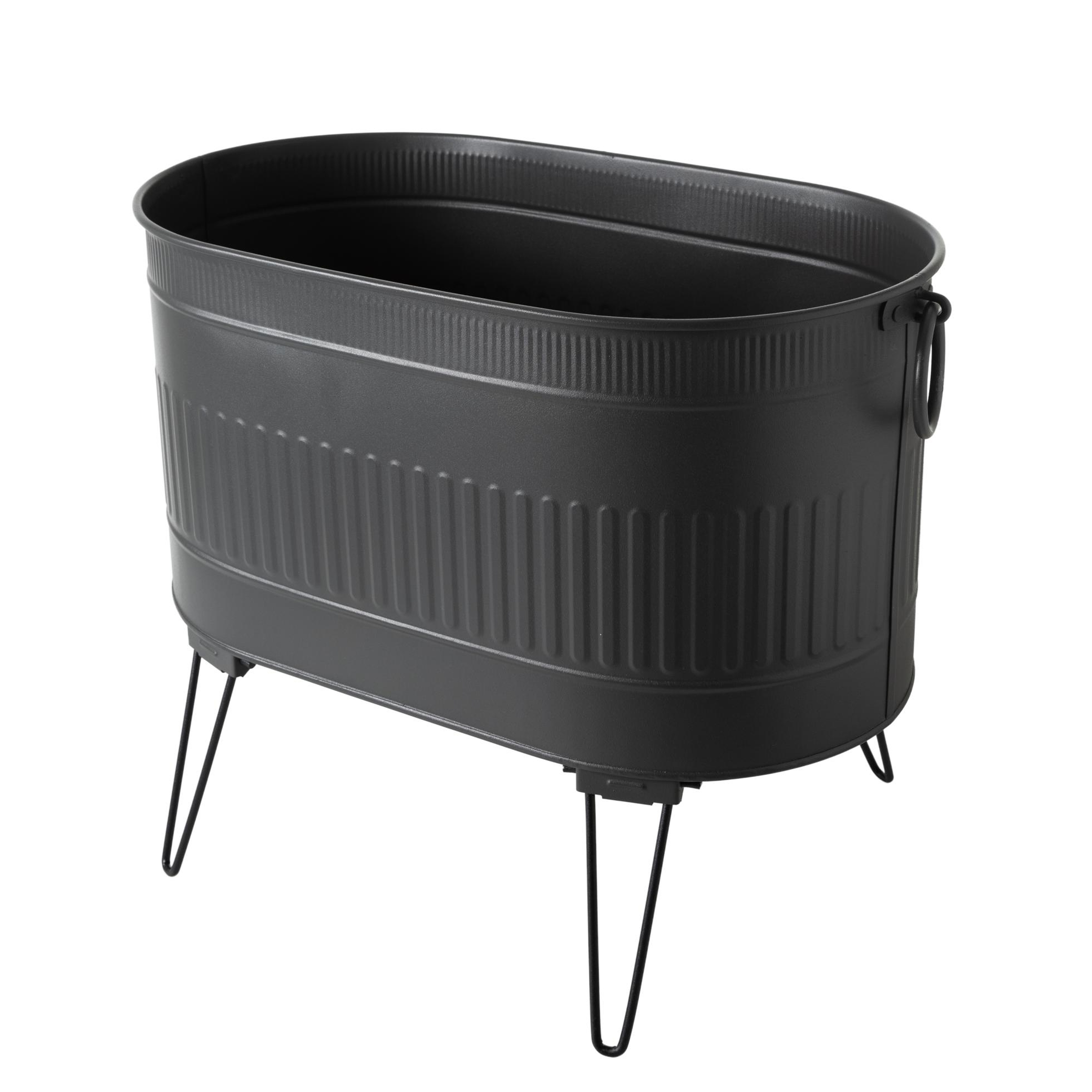 SİYAH KATLANABİLİR AYAKLI ODUN KOVASI 55 CM