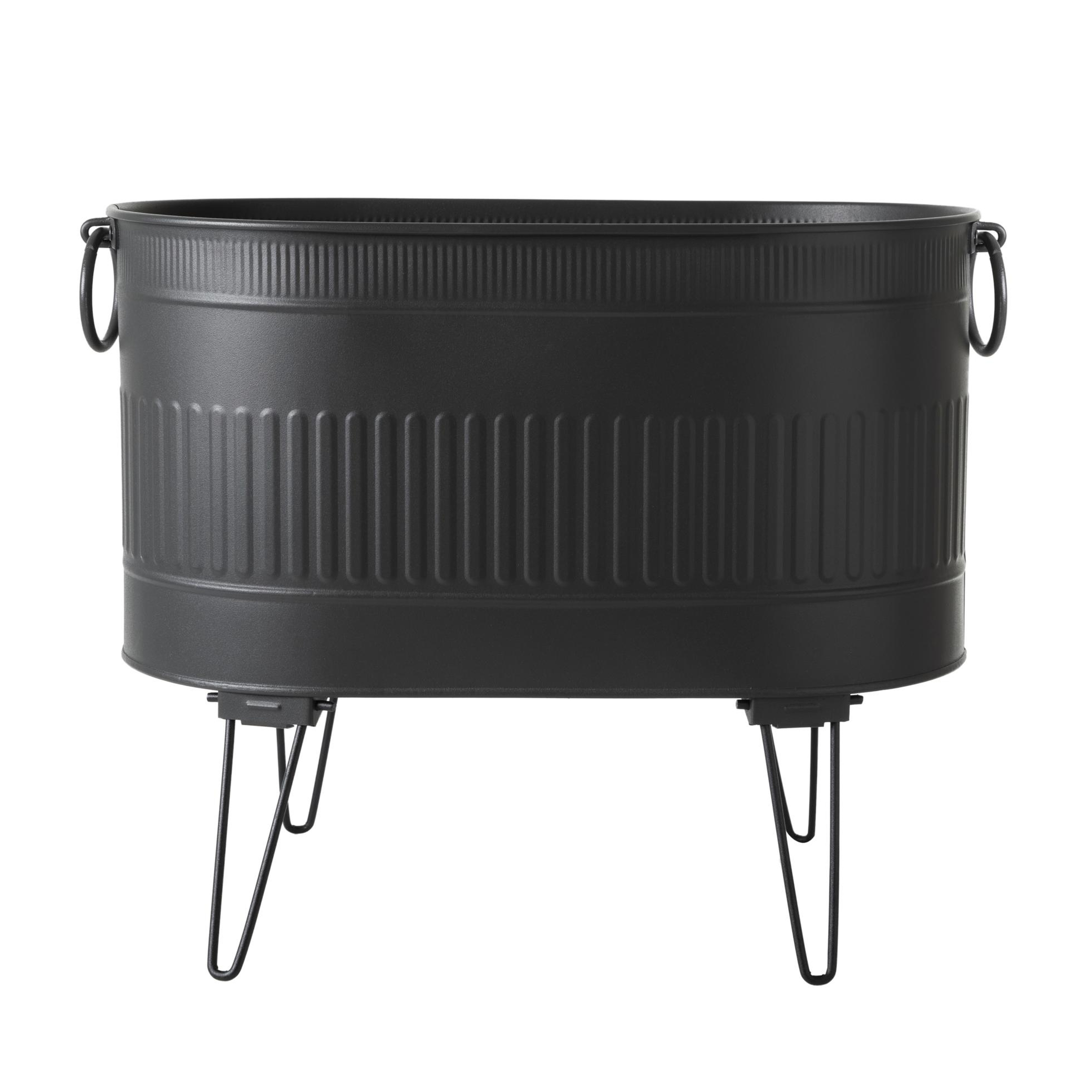 SİYAH KATLANABİLİR AYAKLI ODUN KOVASI 55 CM