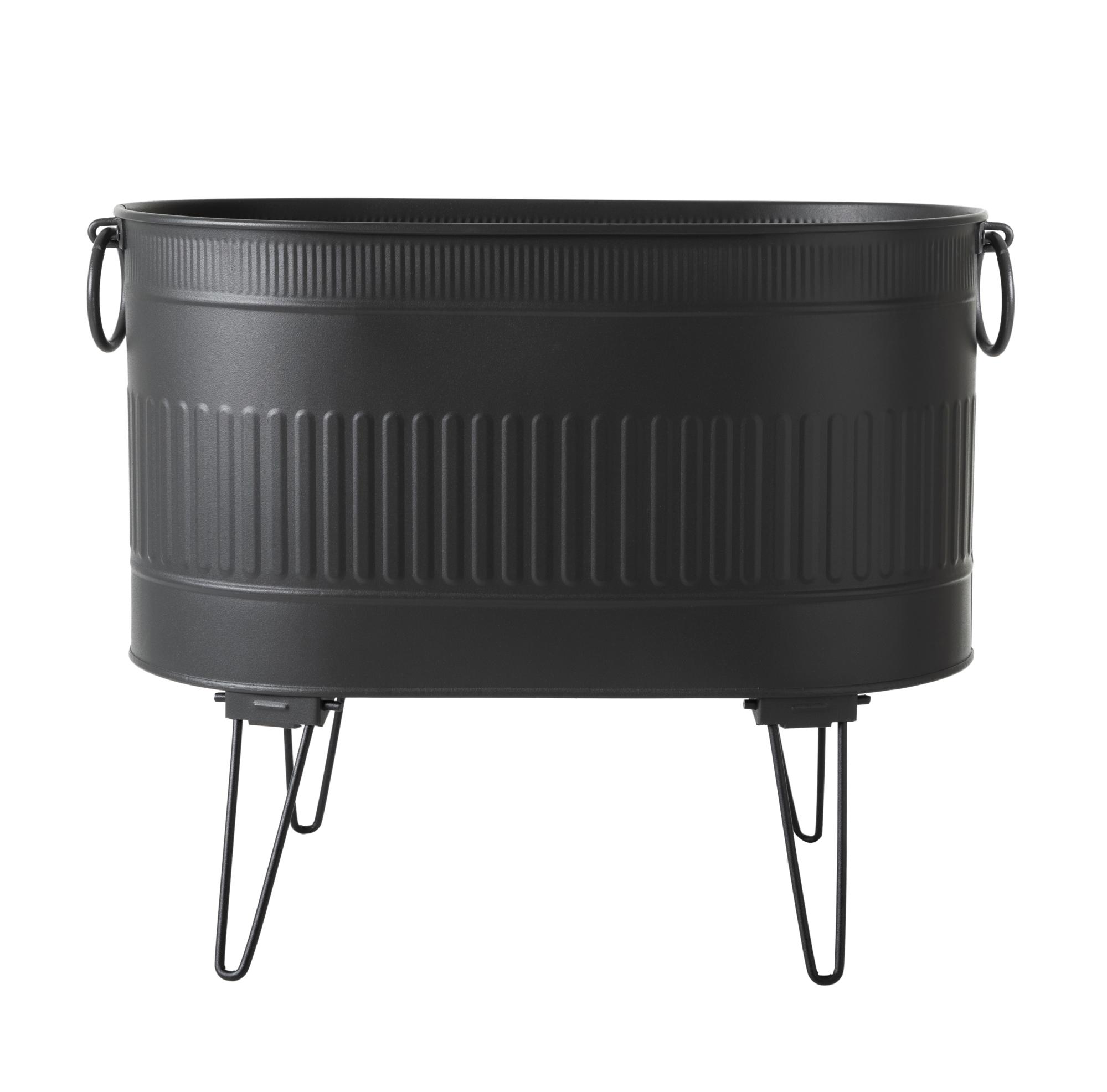 SİYAH KATLANABİLİR AYAKLI ODUN KOVASI 55 CM