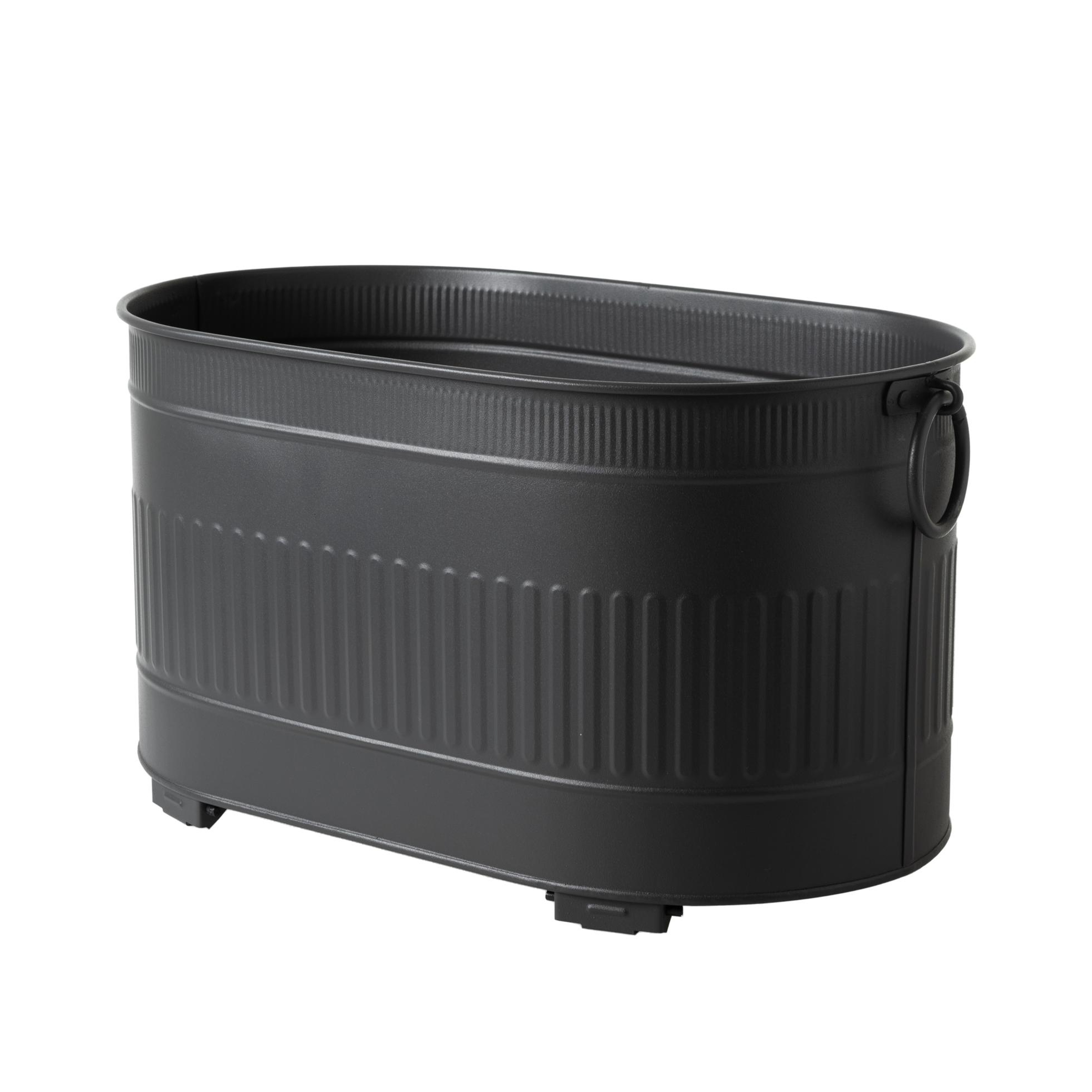 SİYAH KATLANABİLİR AYAKLI ODUN KOVASI 55 CM