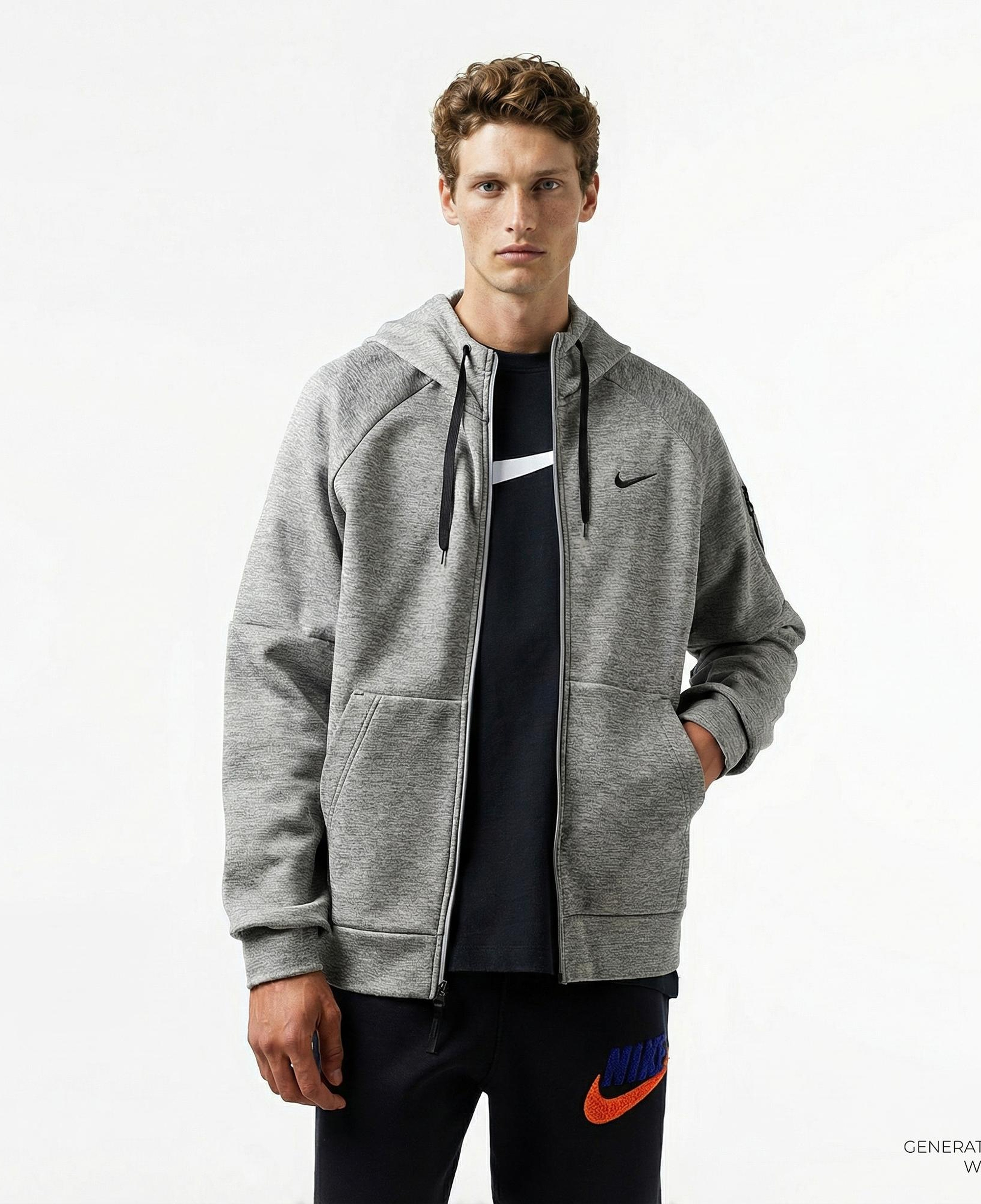 Nike Therma-Fit Full-Zip Erkek Gri Hoodie