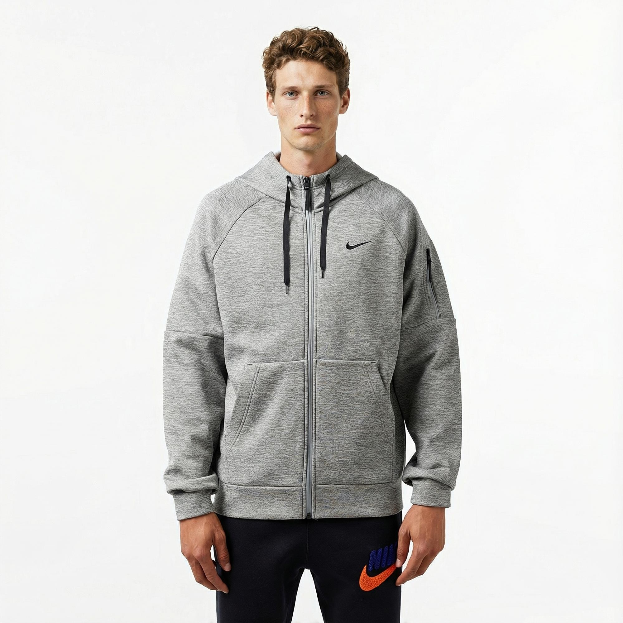 Nike Therma-Fit Full-Zip Erkek Gri Hoodie