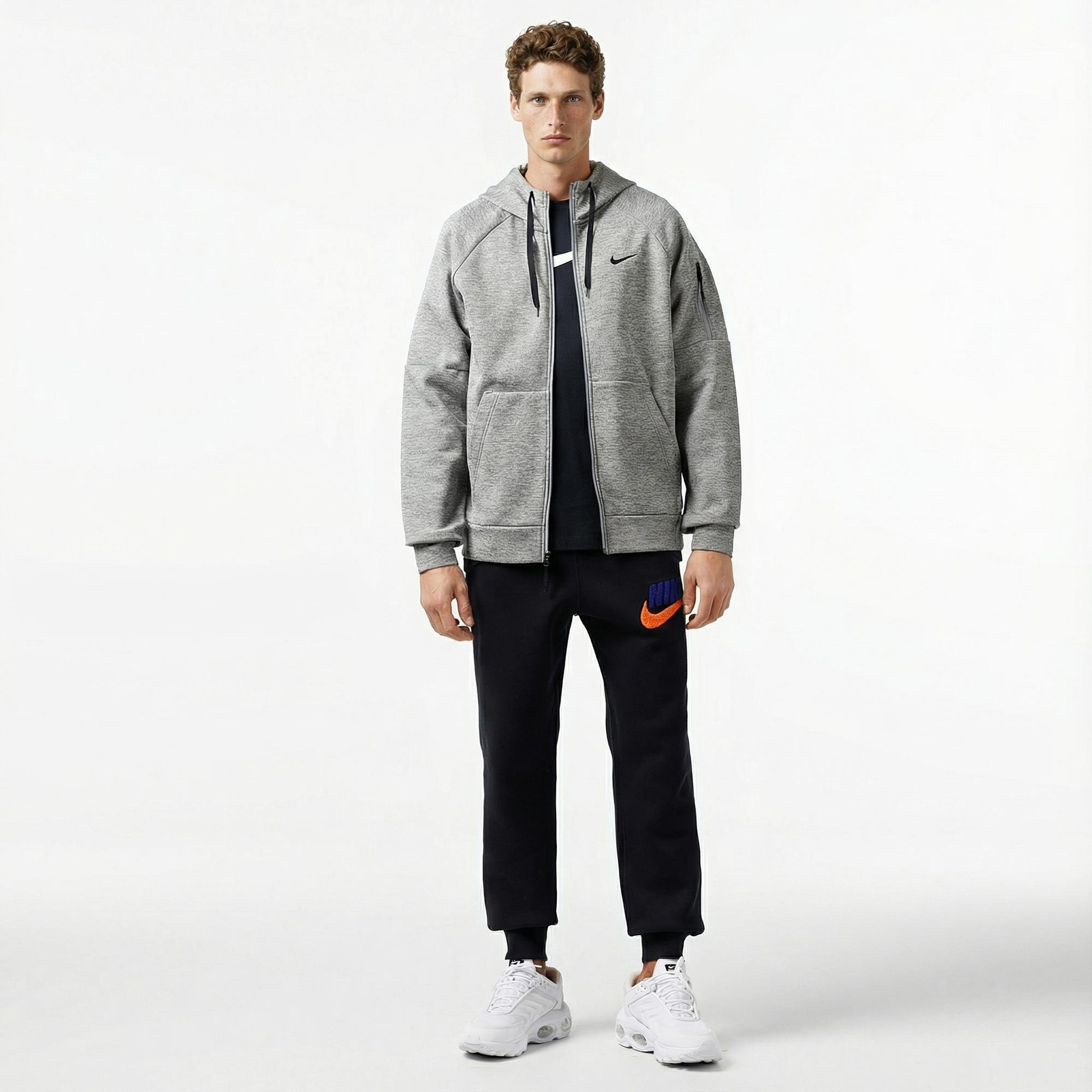 Nike Therma-Fit Full-Zip Erkek Gri Hoodie
