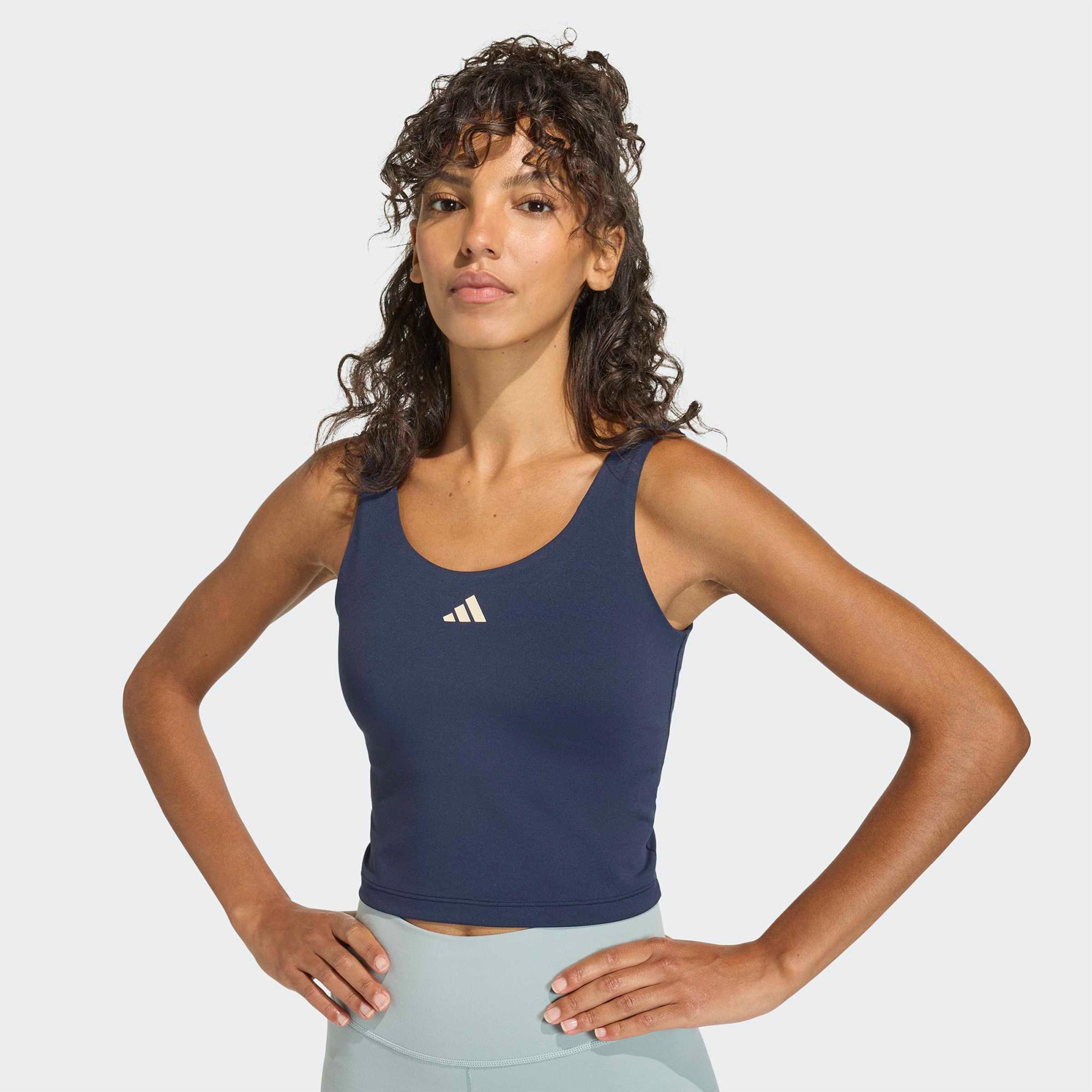 adidas 3-Stripes Studio All Me Kadın Lacivert Crop T-Shirt