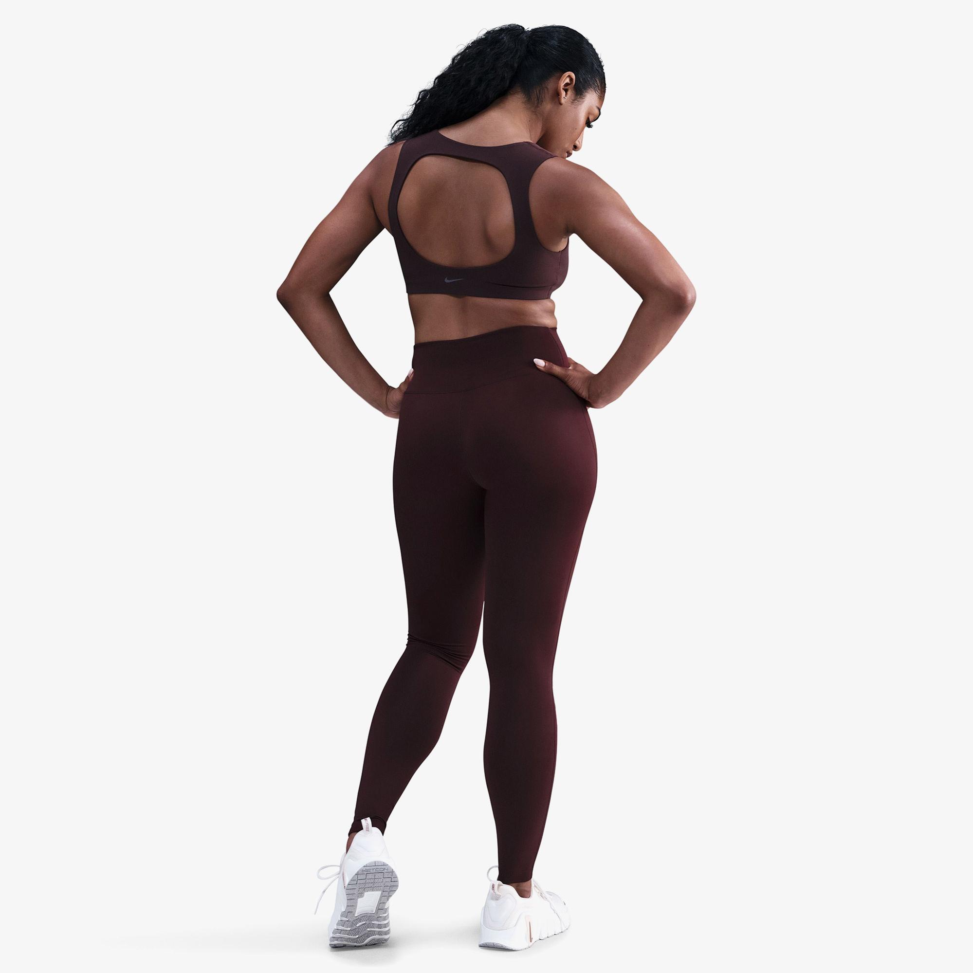 Nike Dri-Fit One Seamless Front Kadın Bordo Tayt