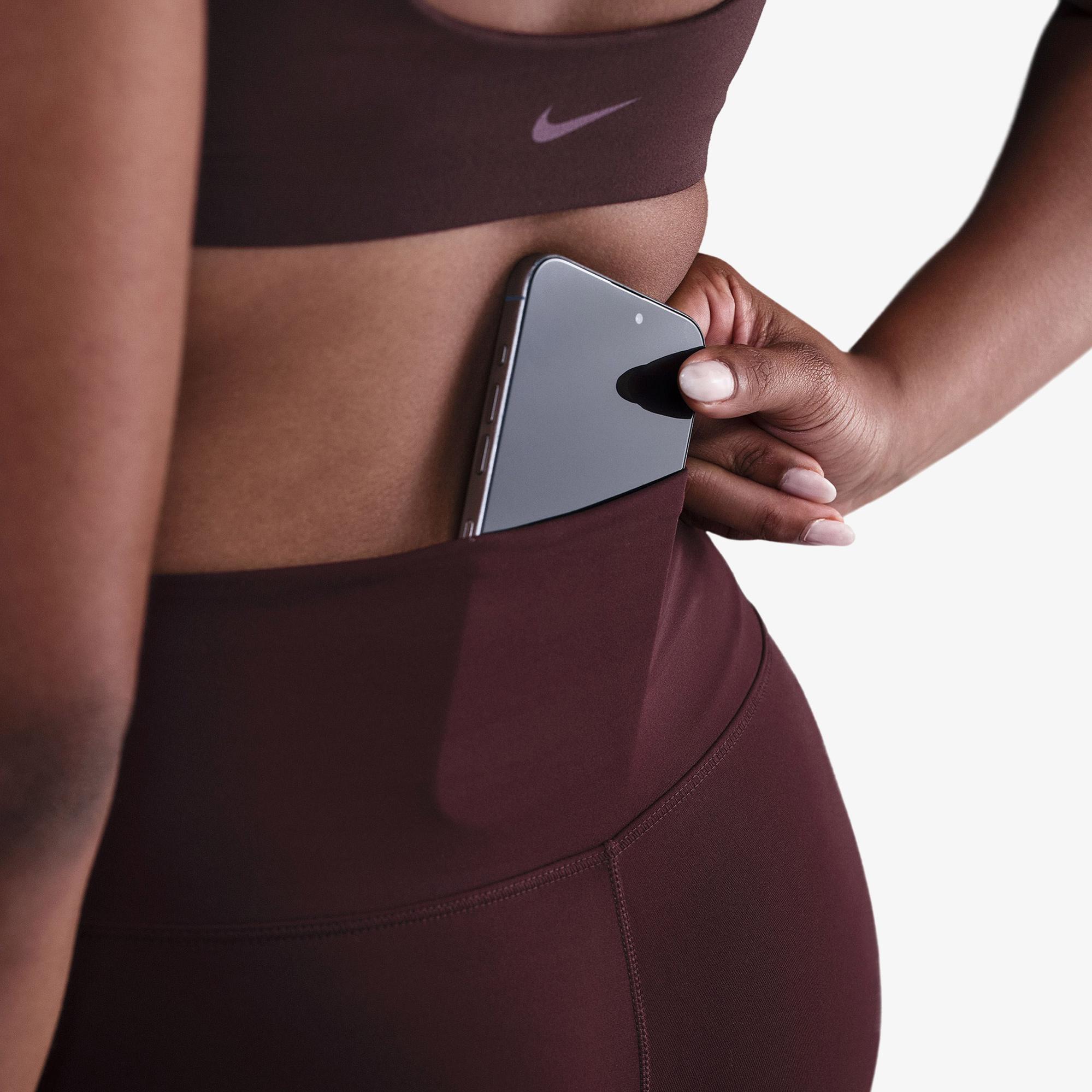 Nike Dri-Fit One Seamless Front Kadın Bordo Tayt