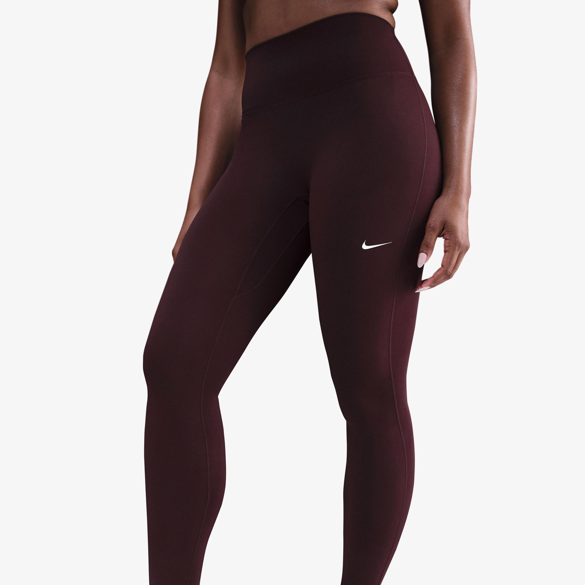 Nike Dri-Fit One Seamless Front Kadın Bordo Tayt