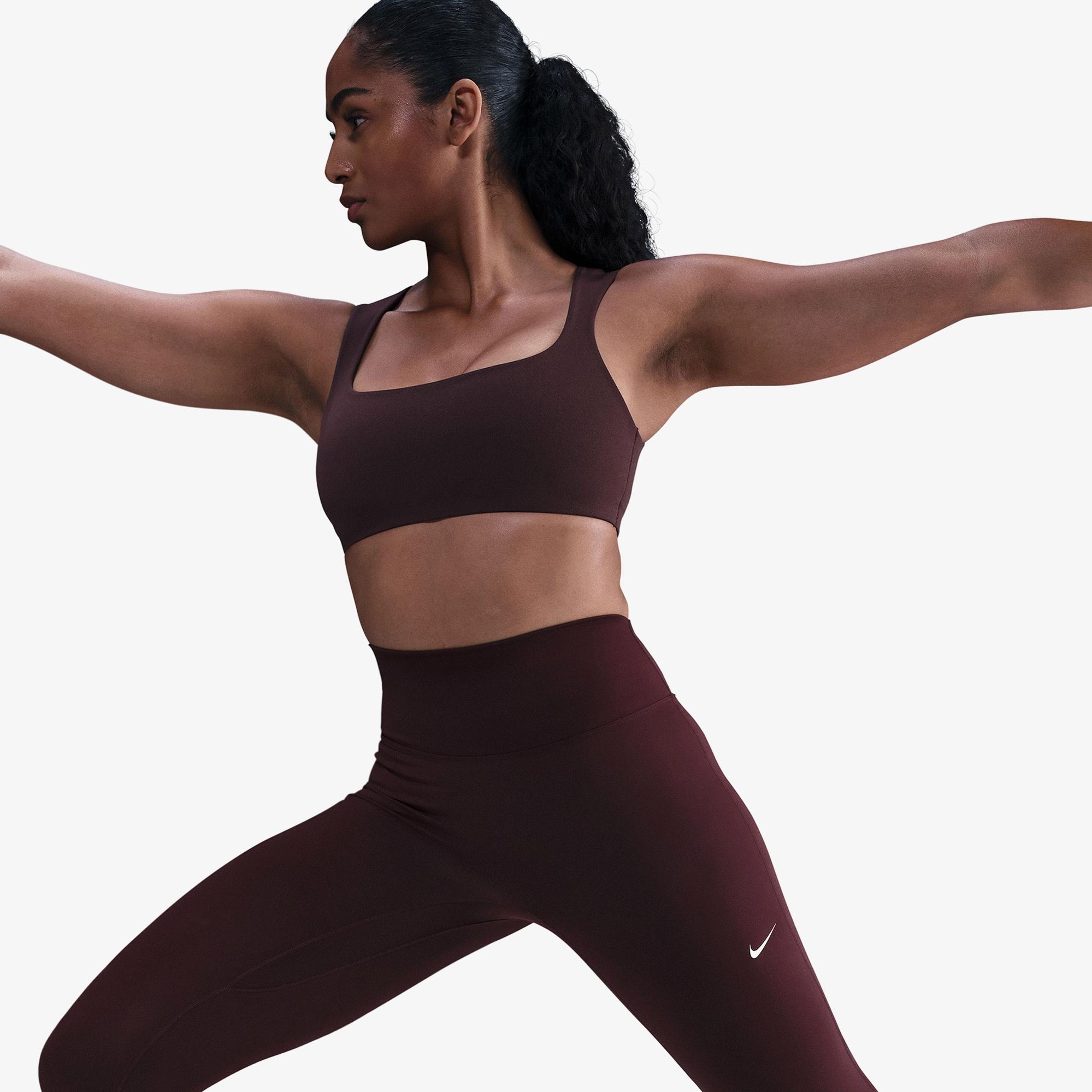 Nike Dri-Fit One Seamless Front Kadın Bordo Tayt