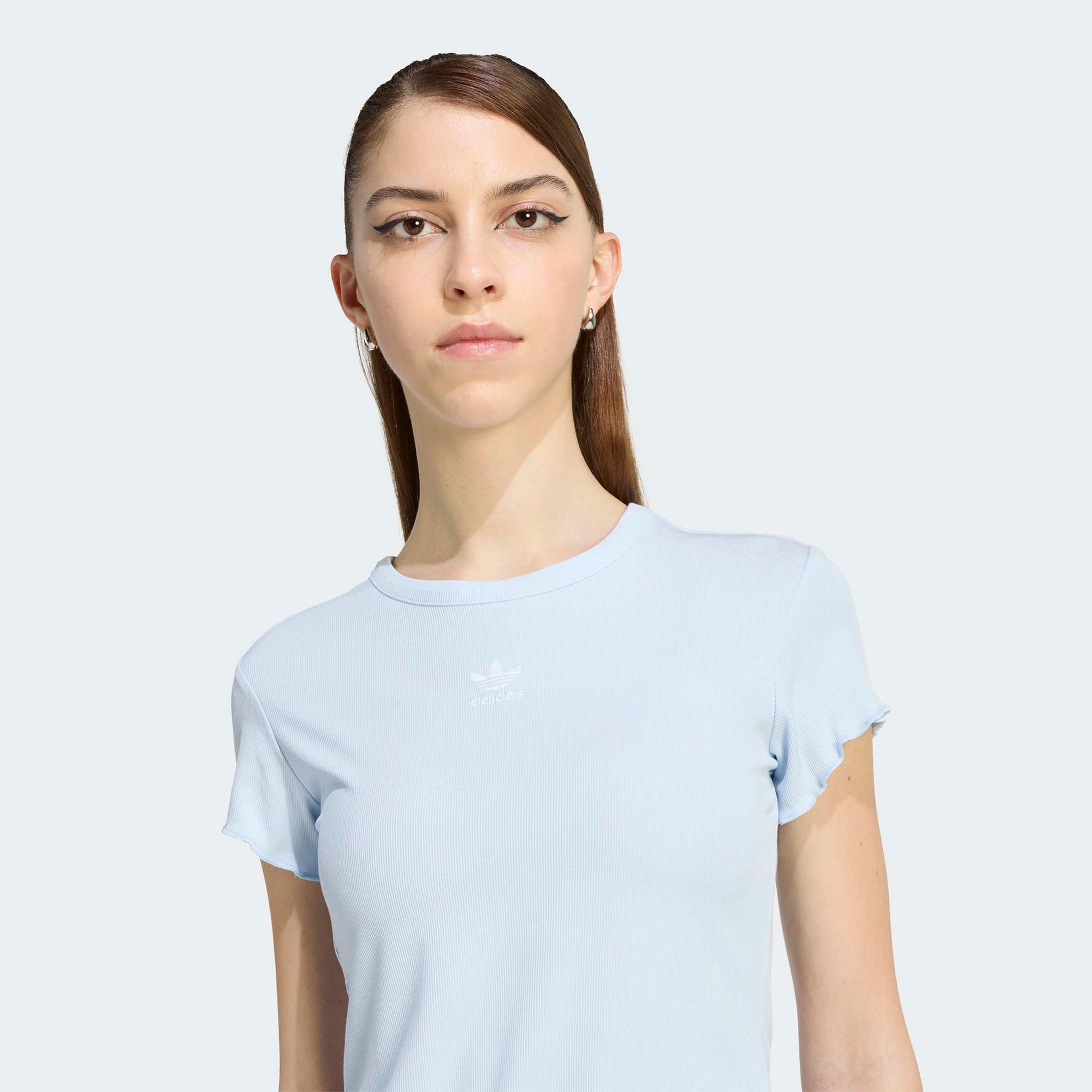 adidas Essentials Scalloped Kadın Mavi T-Shirt