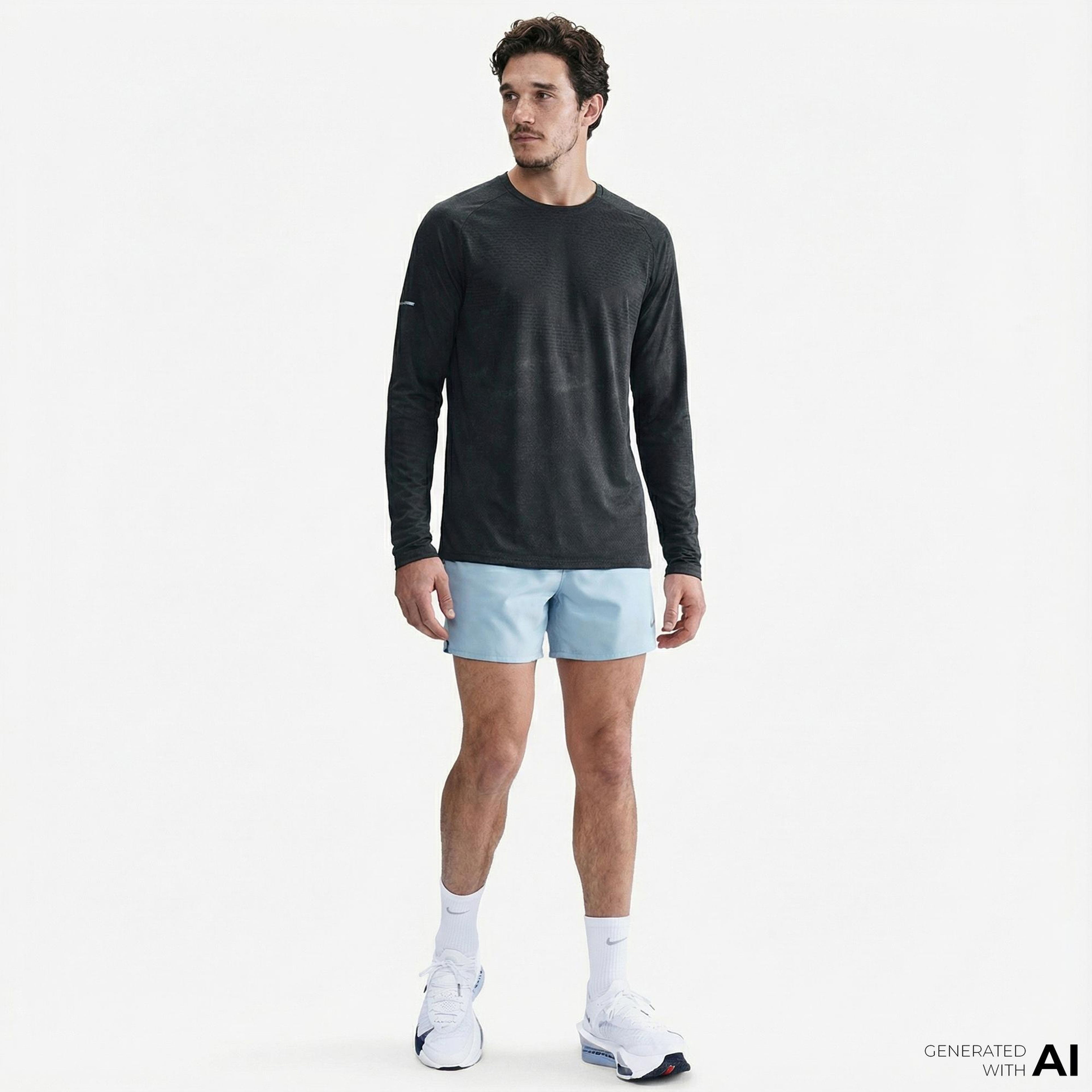 Nike Dri-Fit Stride Erkek Siyah Uzun Kollu T-Shirt