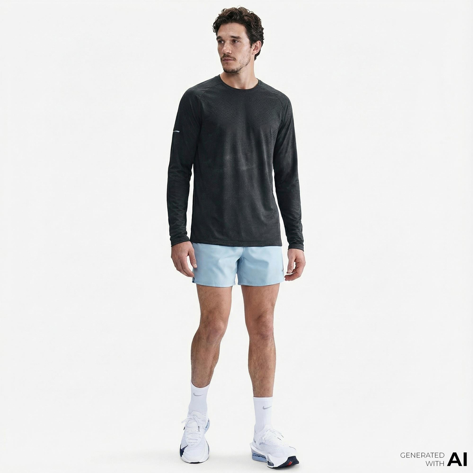 Nike Dri-Fit Stride Erkek Siyah Uzun Kollu T-Shirt