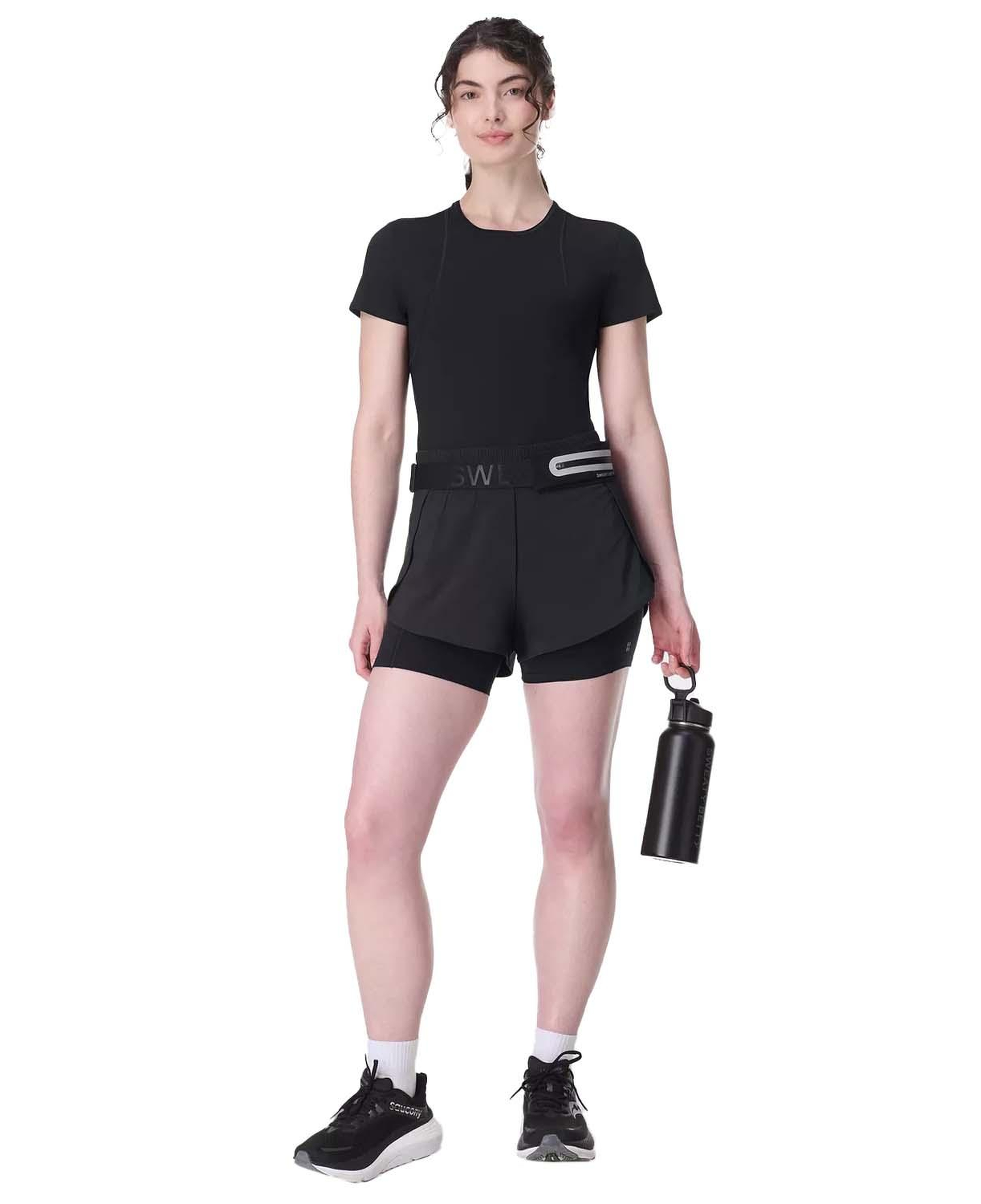 Sweaty Betty Get Set 2-in-1 Multi Train Shorts Kadın Siyah Koşu Şortu