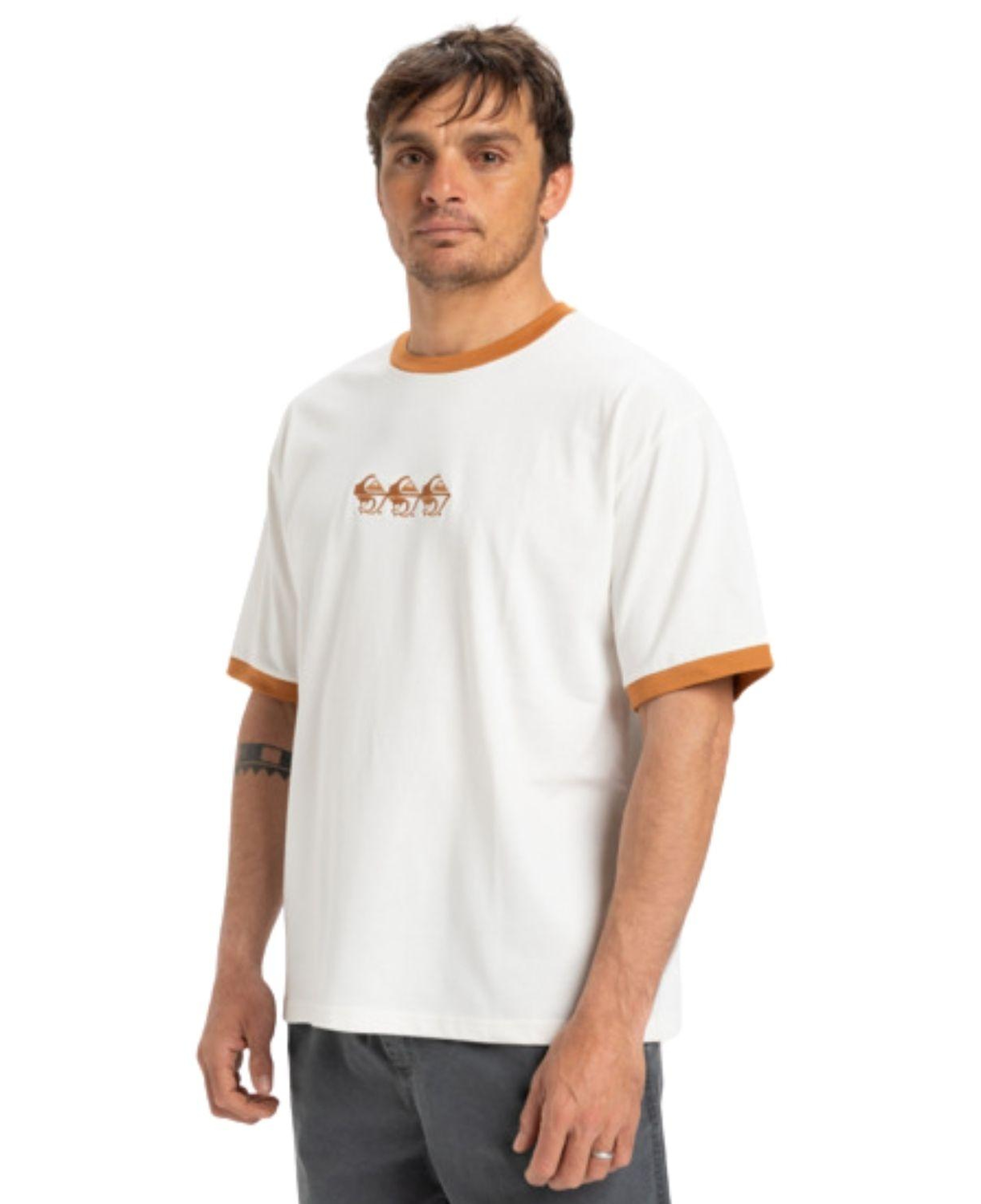 Quiksilver Ticket To The Beach Ringer Erkek Beyaz Tişört