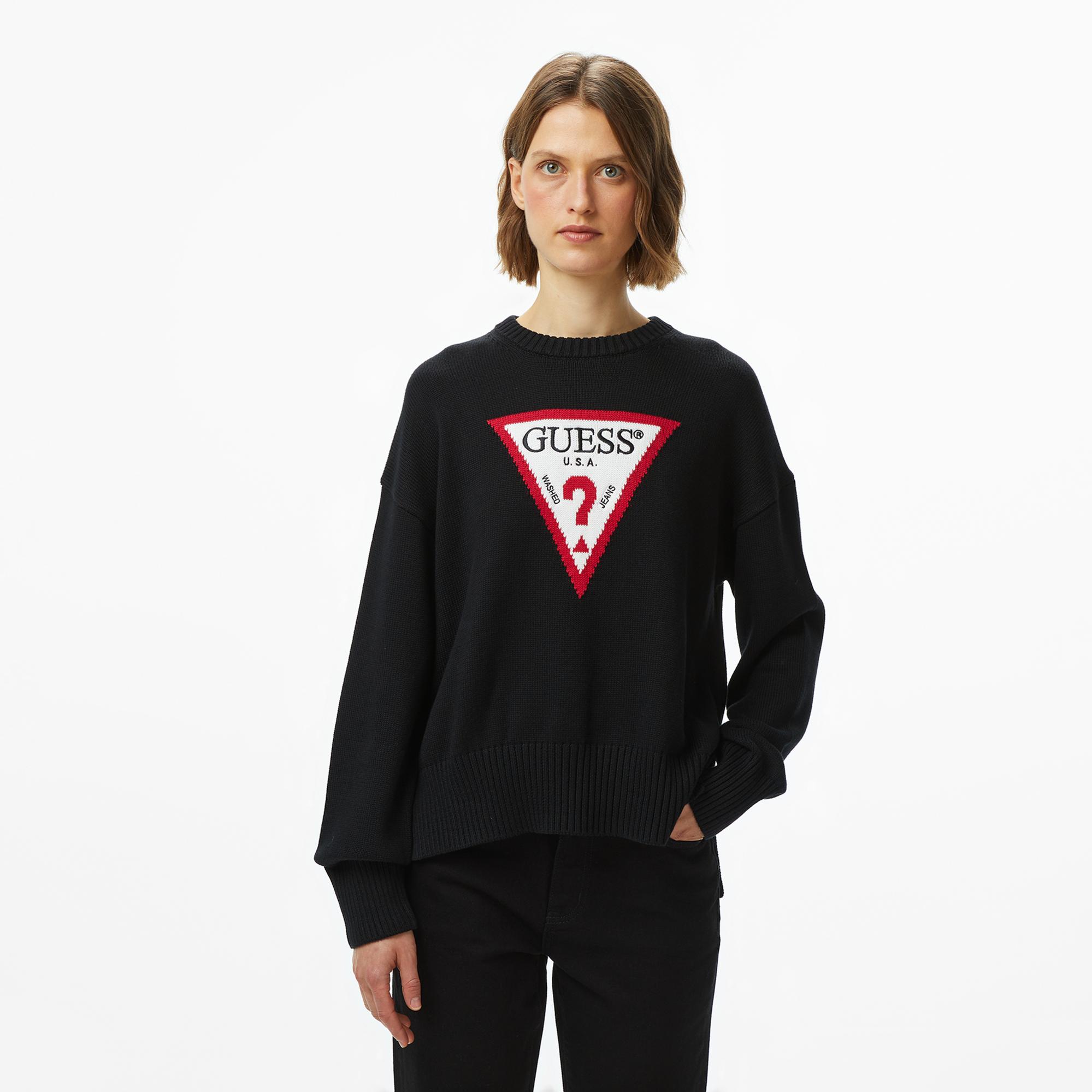 Guess Triangle Kadın Siyah Kazak