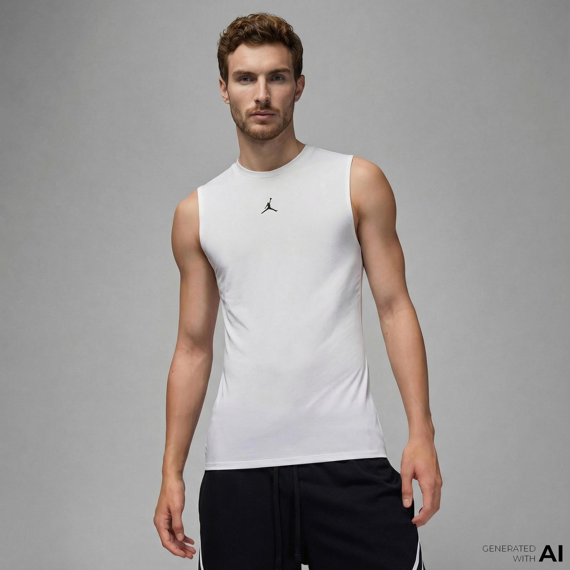 Jordan Dri-Fit Sport Erkek Beyaz Kolsuz T-Shirt