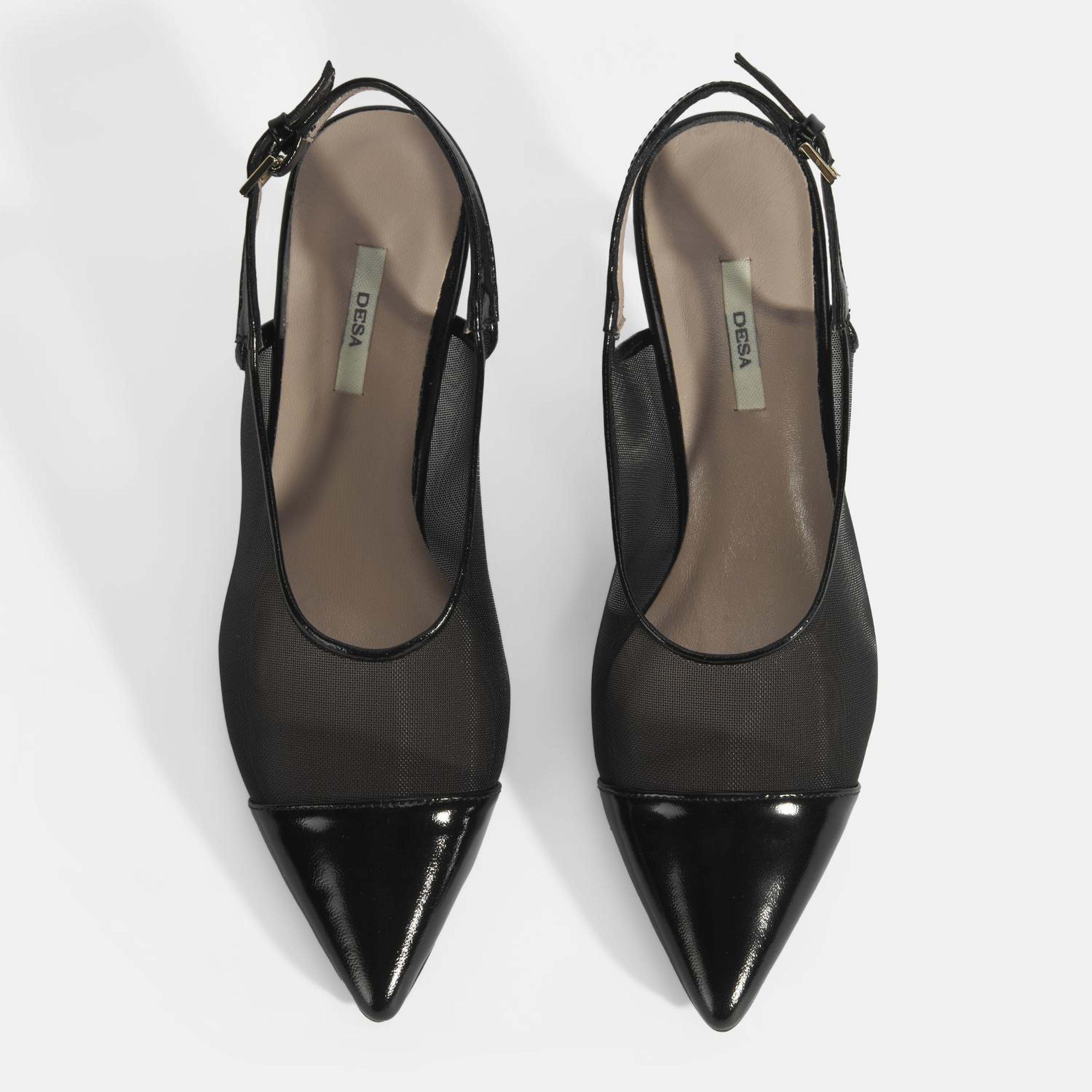 Kadın Siyah Fileli Ayarlanabilir Tokalı Rugan Topuklu Klasik Ayakkabı