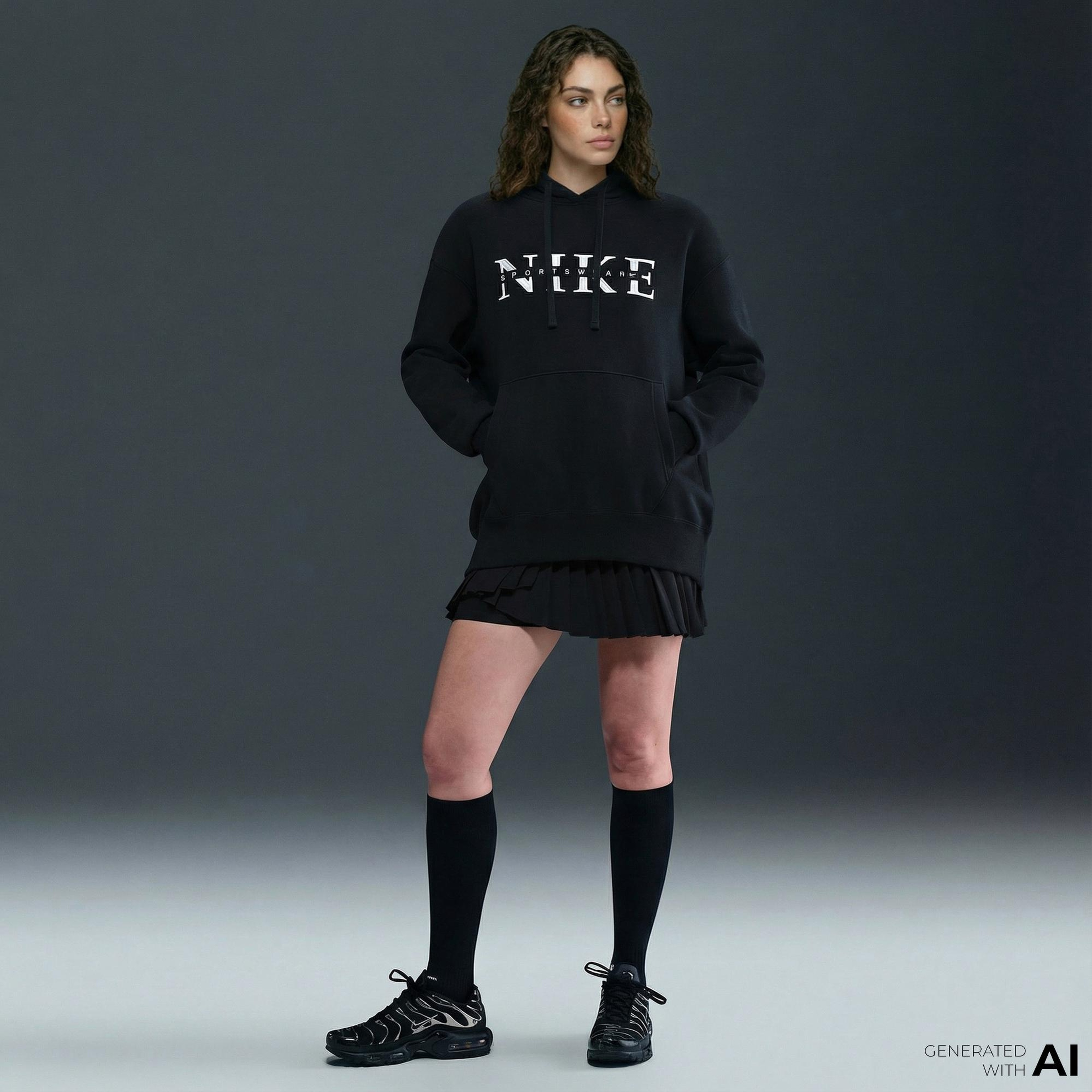 Nike Sportswear Phoenix Fleece Kadın Siyah Hoodie