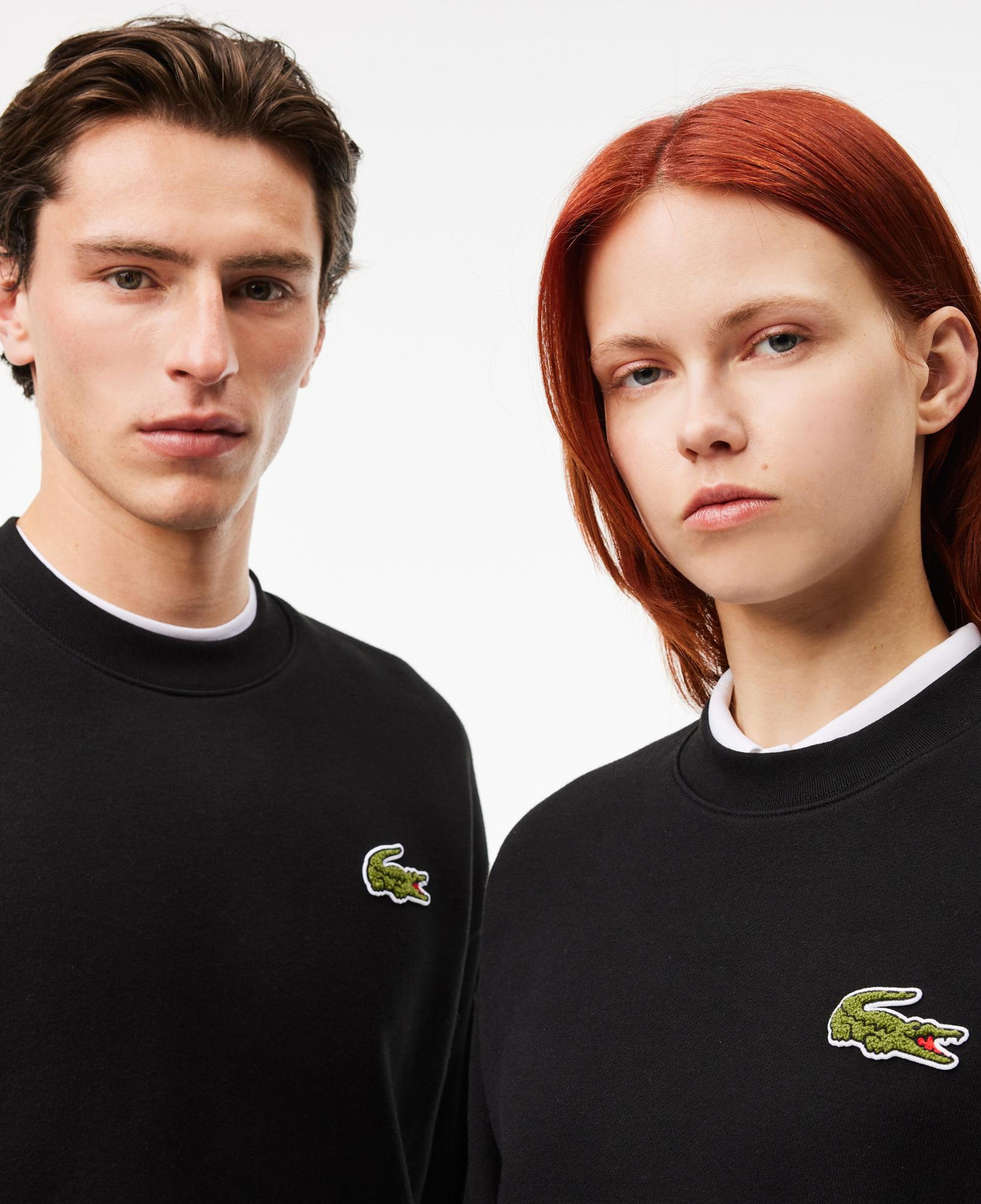 Lacoste Unisex Loose Fit Bisiklet Yaka Siyah Sweatshirt