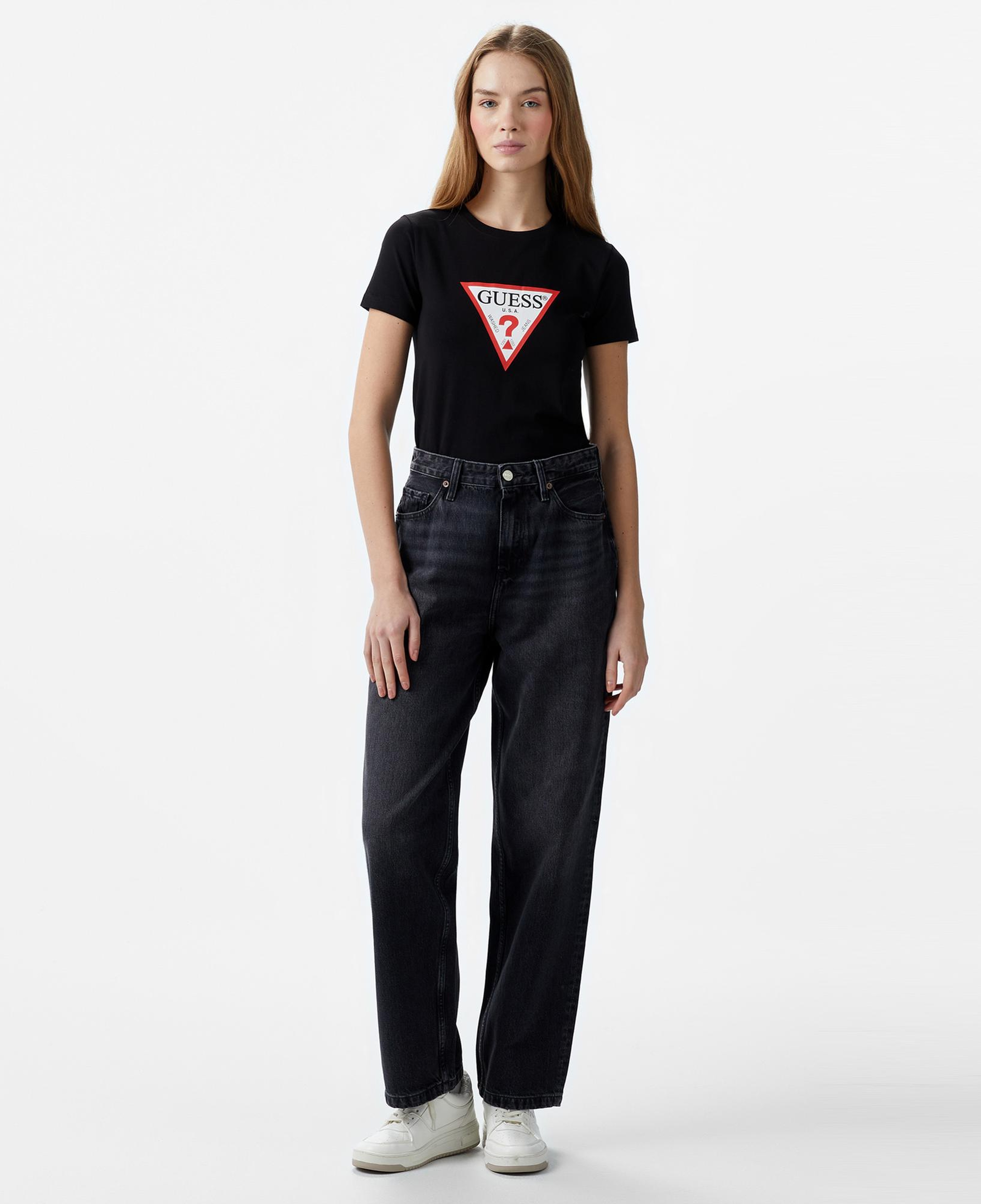 Guess Iconic Mid Organic Kadın Siyah T-Shirt