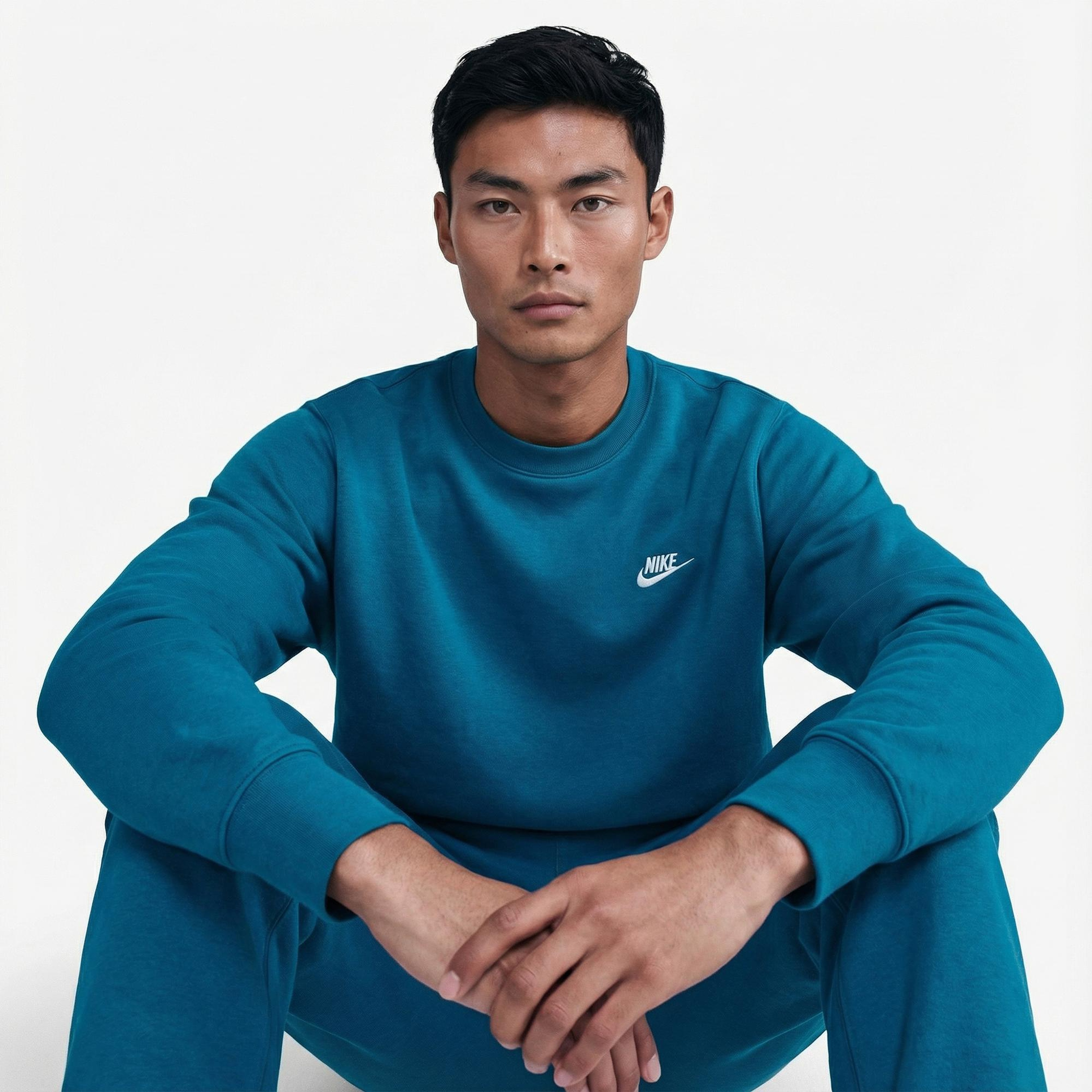 Nike Club Fleece Crew Erkek Yeşil Sweatshirt
