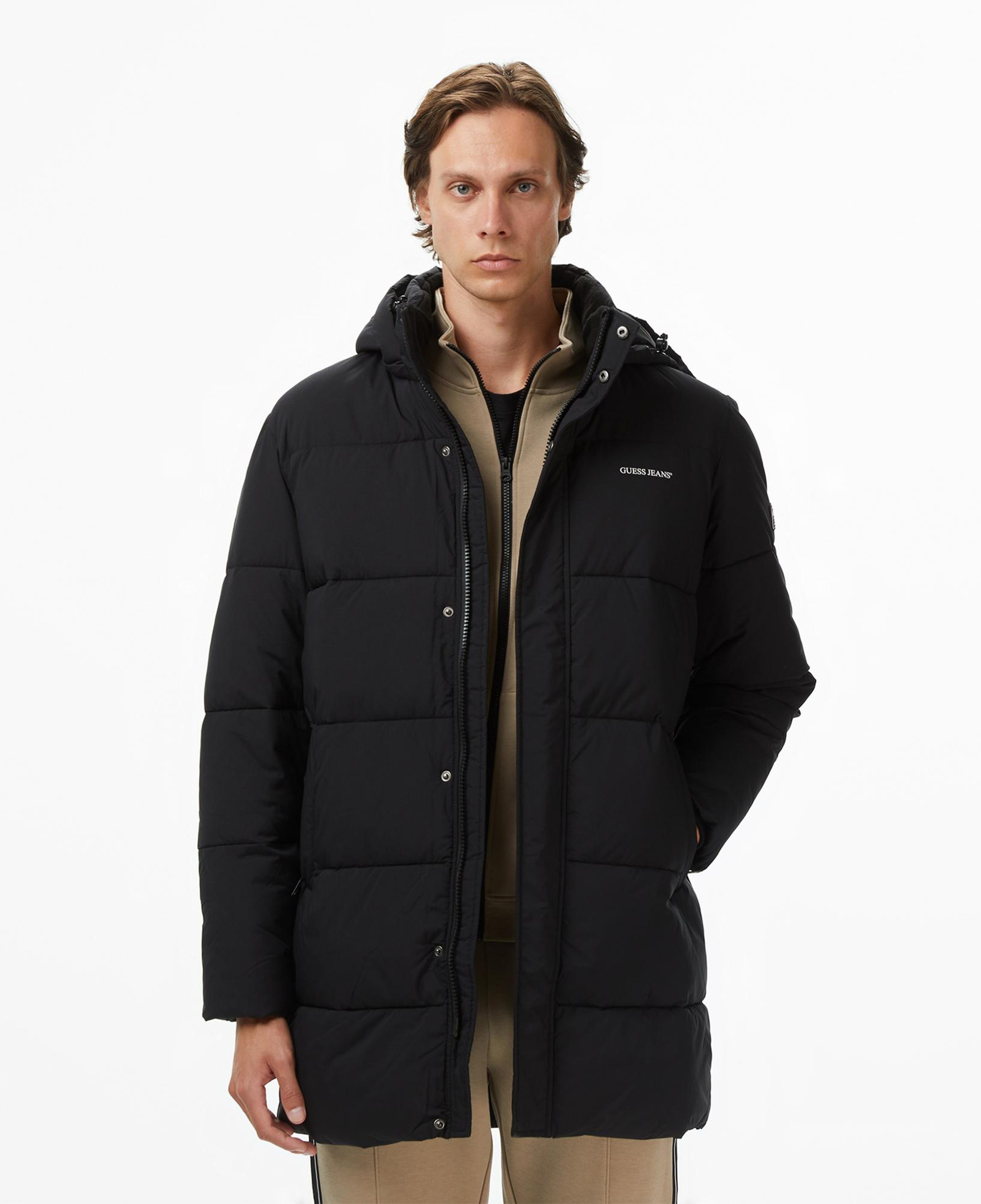 Guess Mid-Length Puffer Erkek Siyah Mont