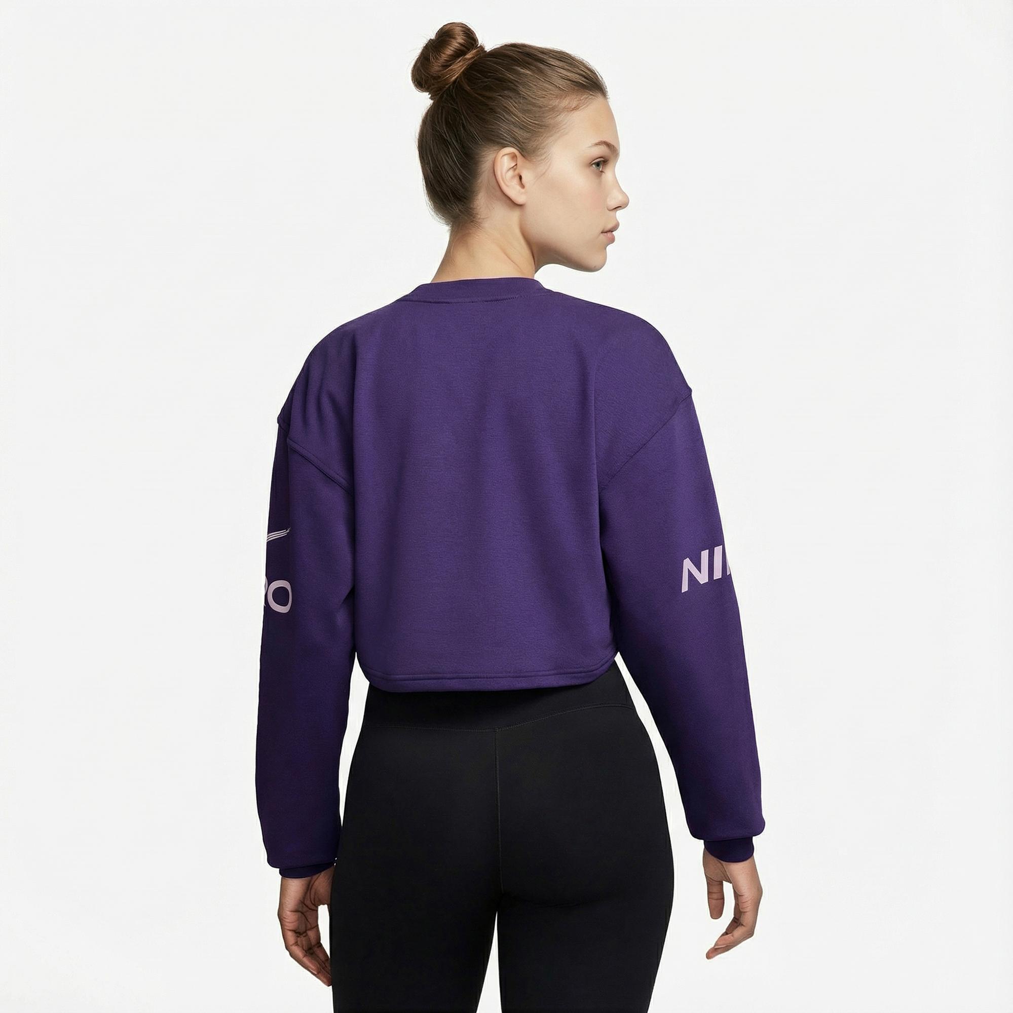 Nike Pro Dri-Fit Fleece Kadın Mor Sweatshirt
