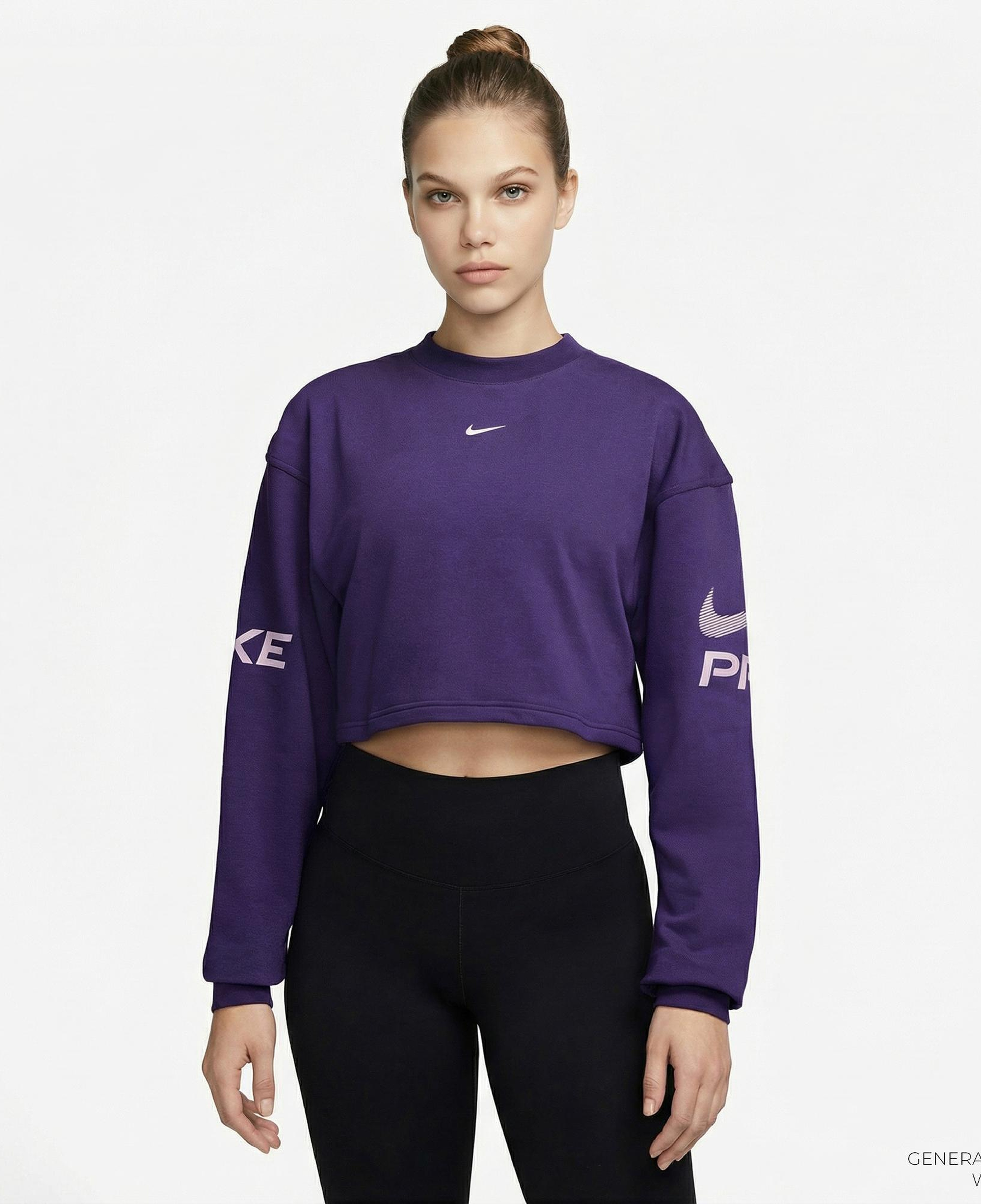 Nike Pro Dri-Fit Fleece Kadın Mor Sweatshirt