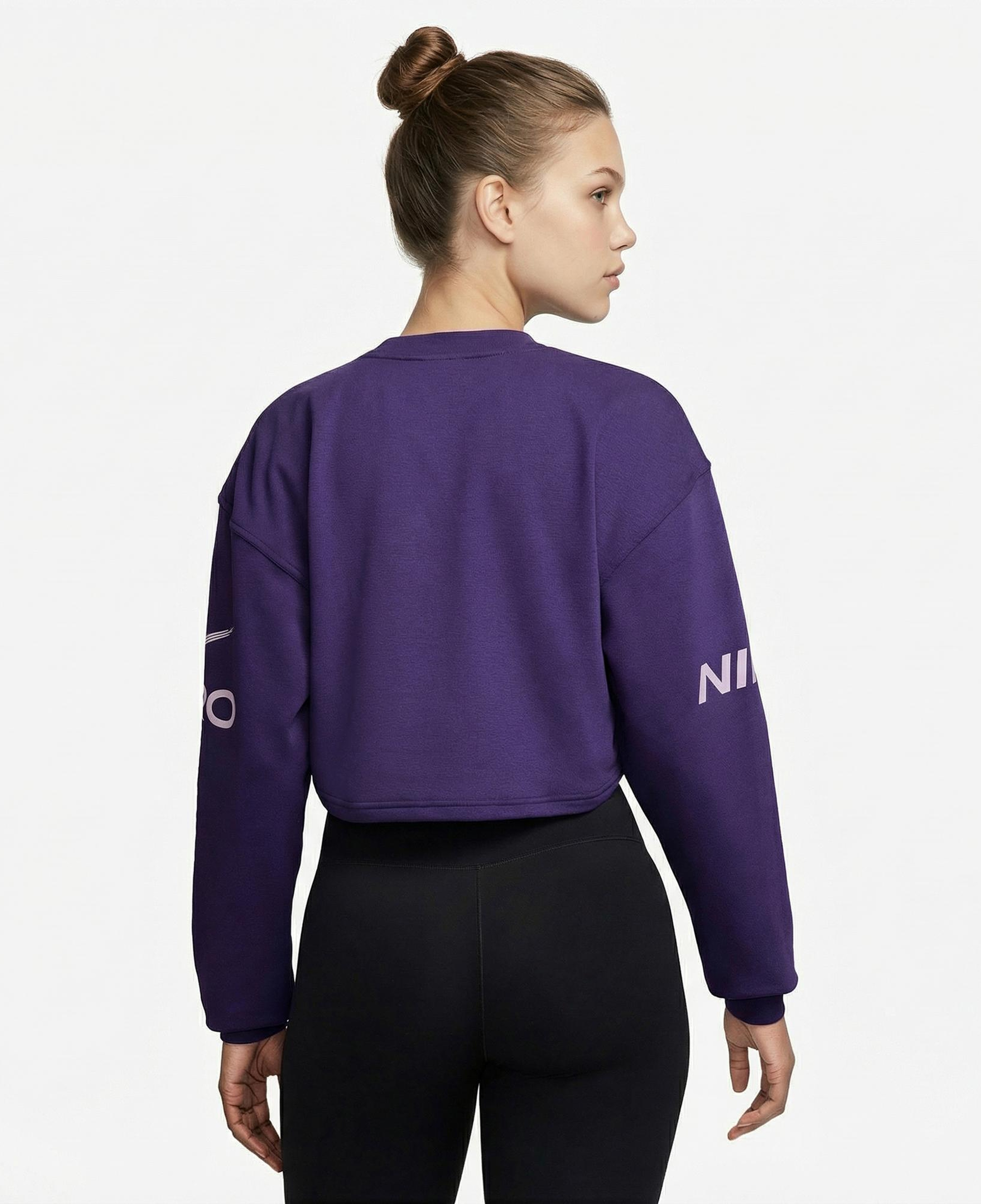 Nike Pro Dri-Fit Fleece Kadın Mor Sweatshirt