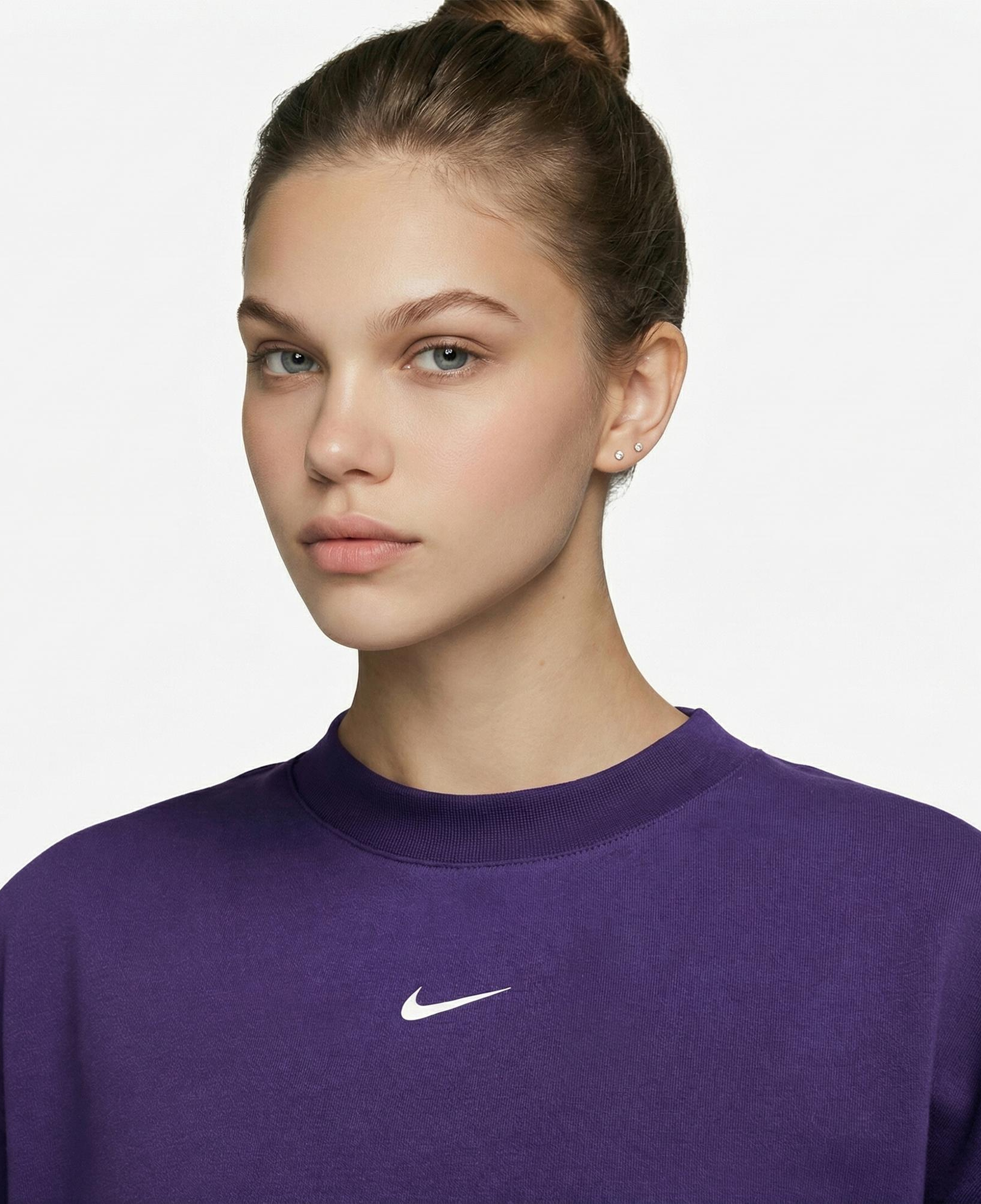 Nike Pro Dri-Fit Fleece Kadın Mor Sweatshirt