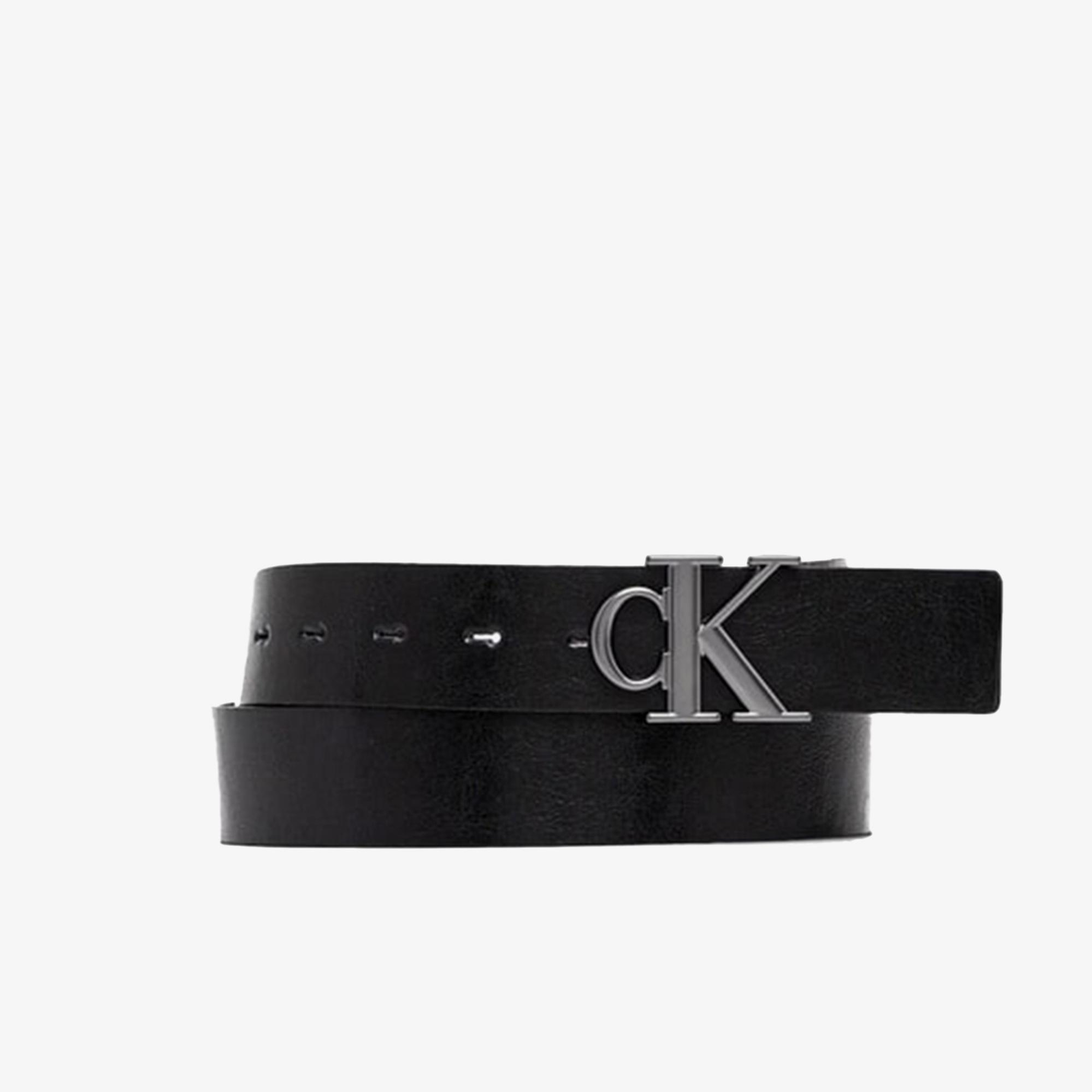 Calvin Klein Monogram Plaque Buckle Erkek Siyah Kemer