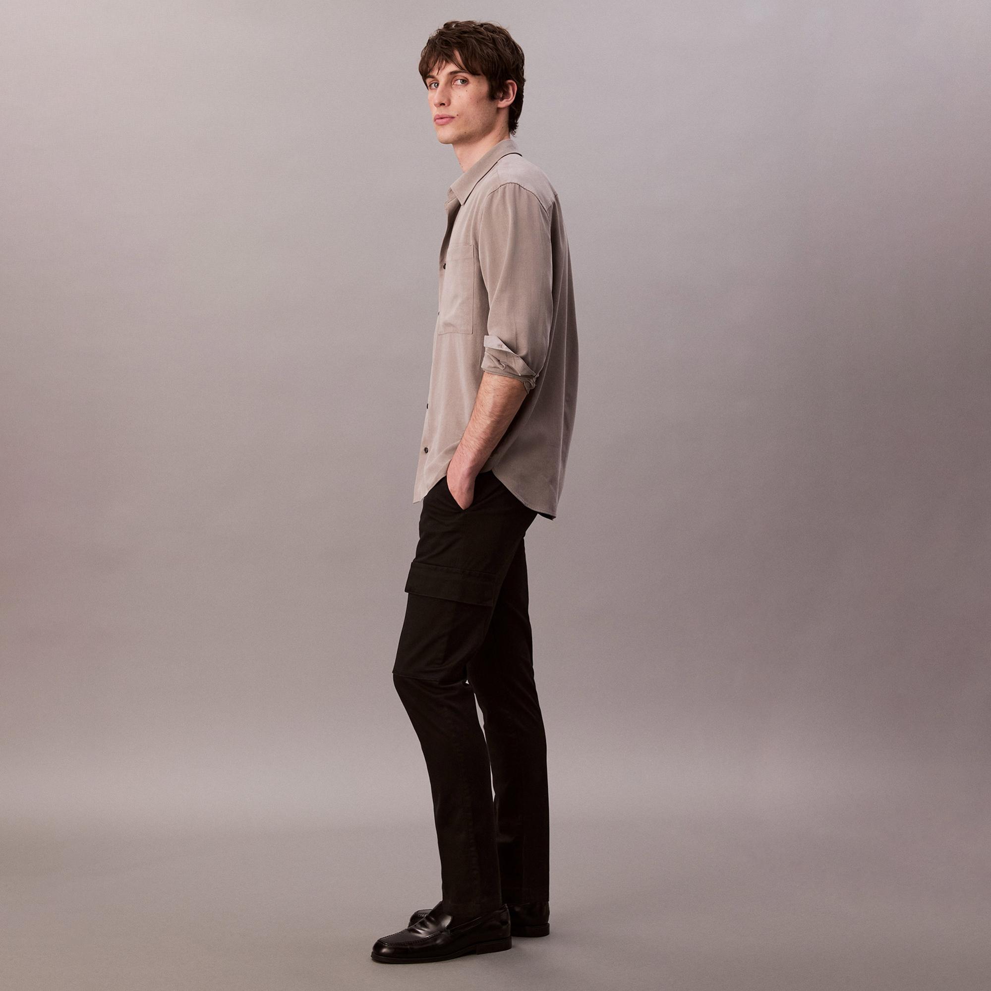 Calvin Klein Slim Refined Stretch Cargo Erkek Siyah Pantolon