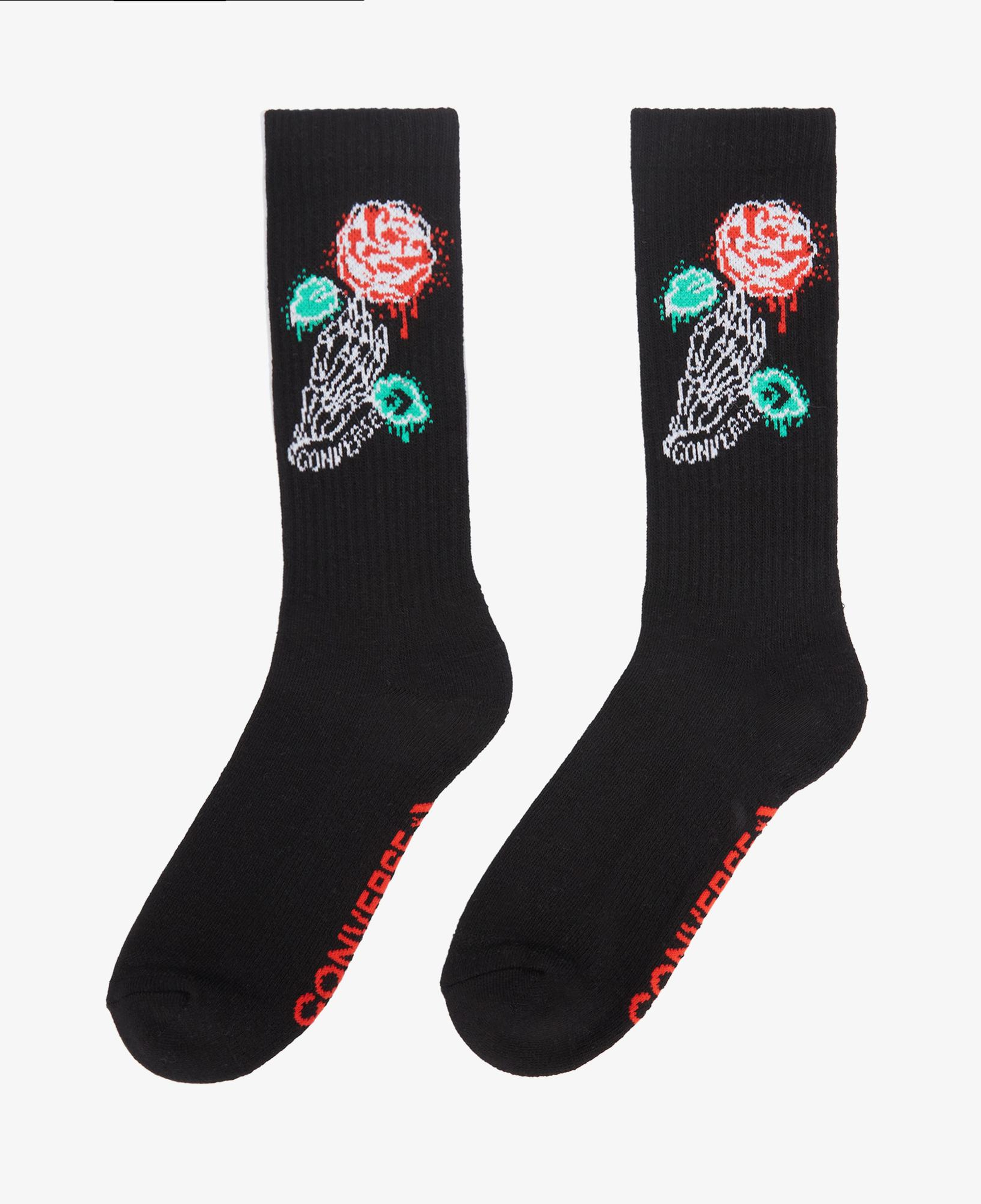 Converse Baskılı Unisex Siyah Uzun Çorap