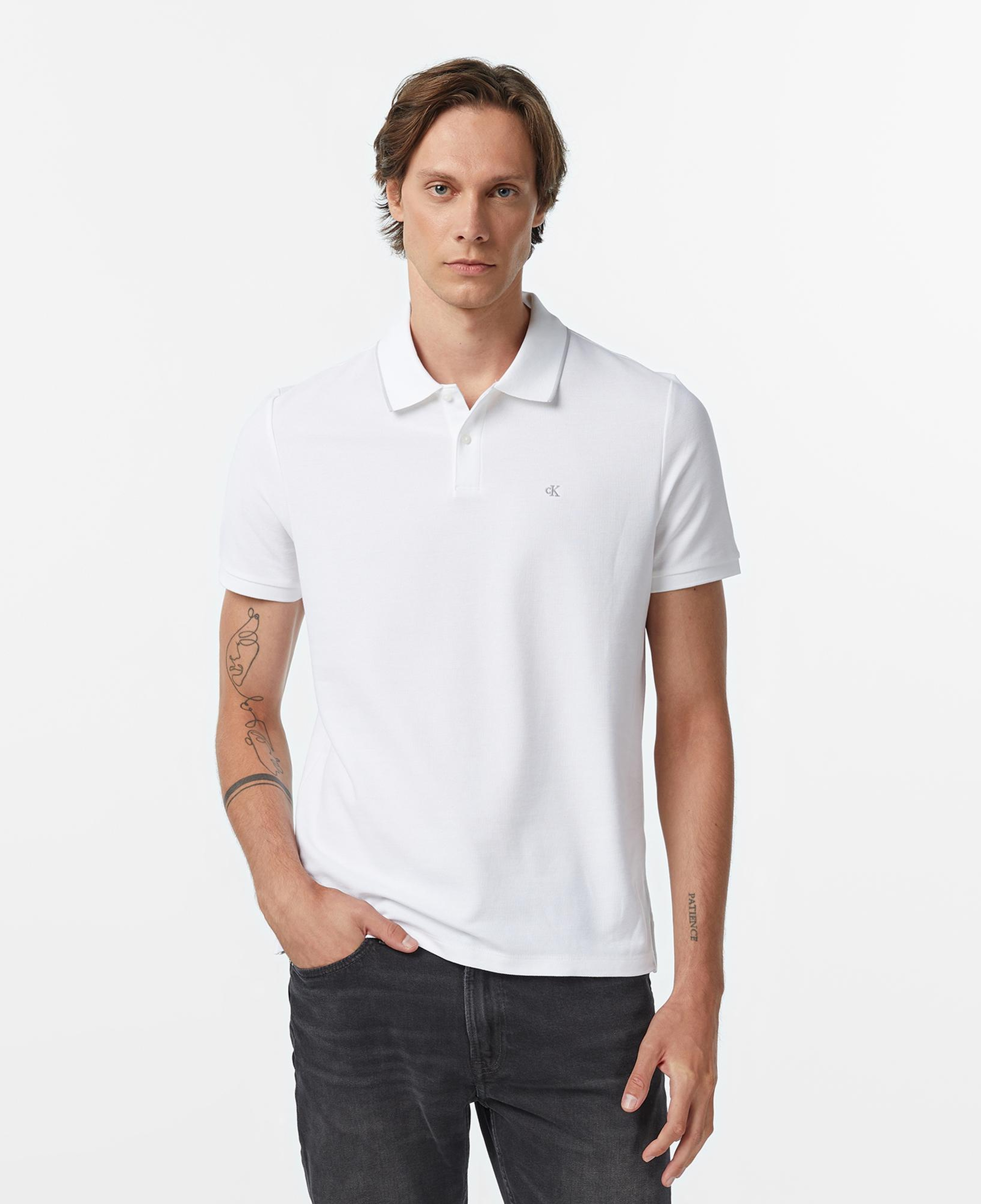 Calvin Klein Refined Pique Tipped Classic Erkek Beyaz Polo