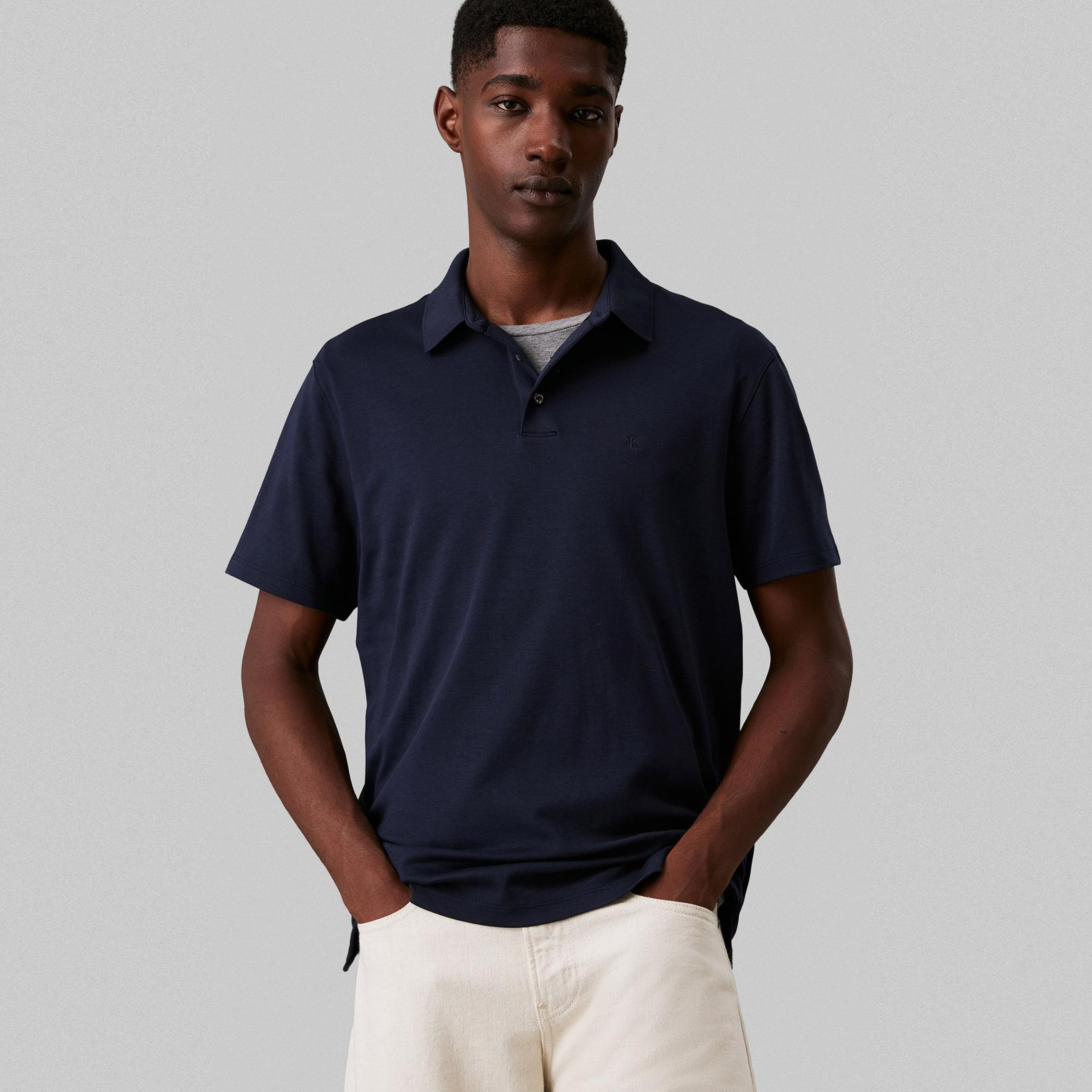 Calvin Klein Supima Erkek Lacivert Polo