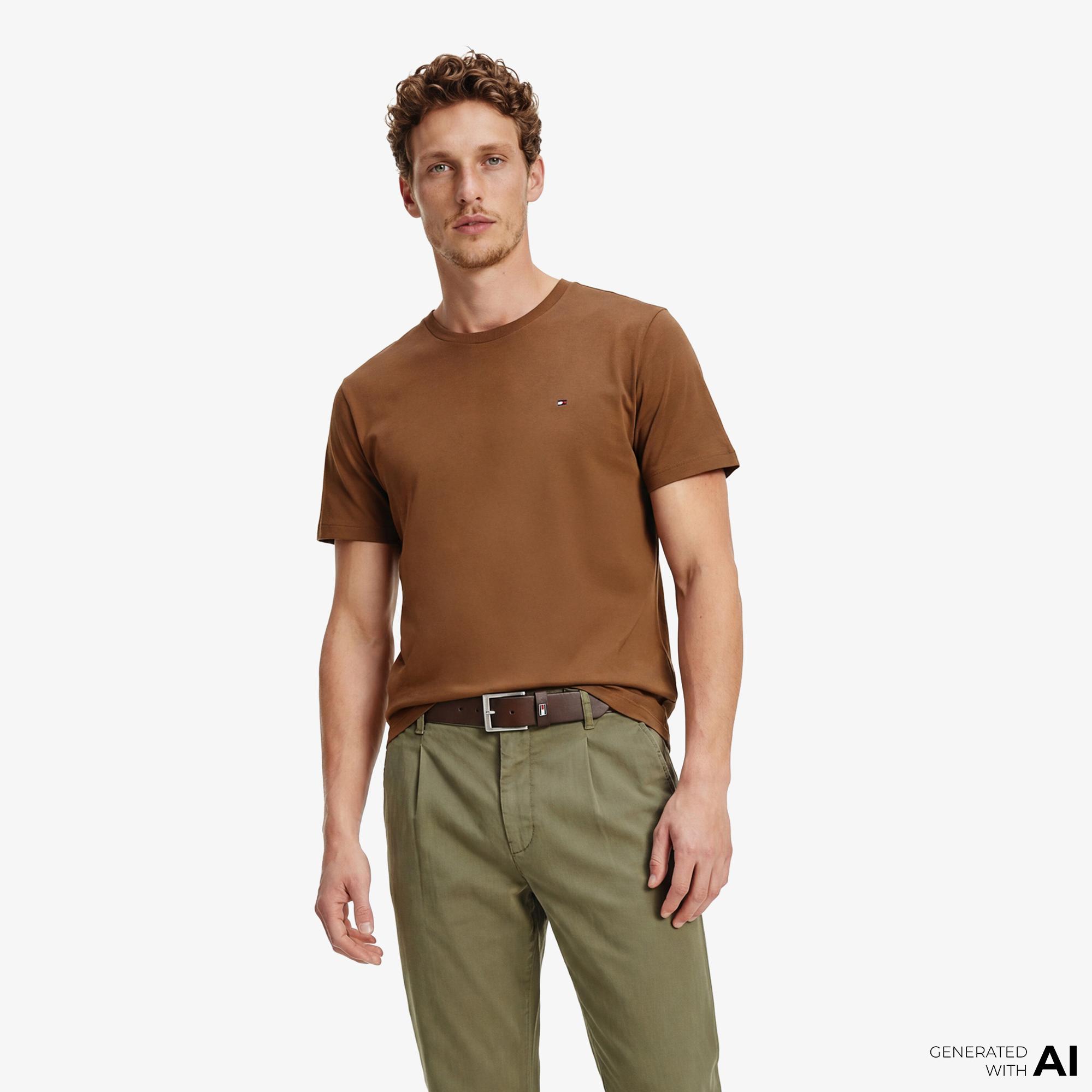 Tommy Hilfiger Core Essentials Erkek Kahverengi T-Shirt