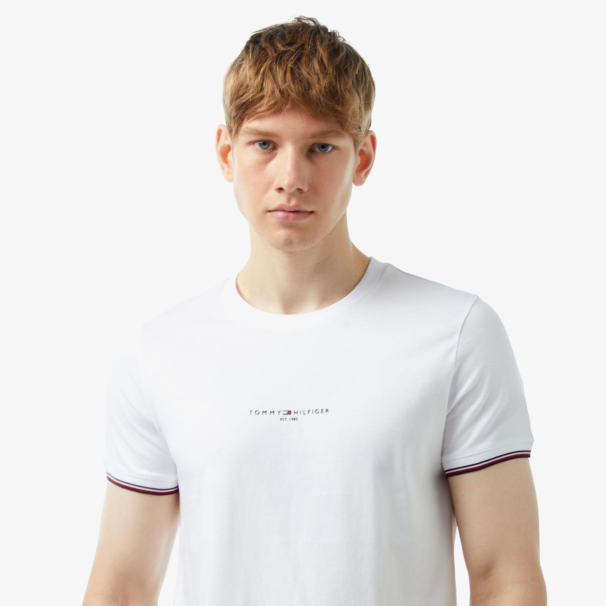 Tommy Hilfiger Logo Tipped Erkek Beyaz T-Shirt