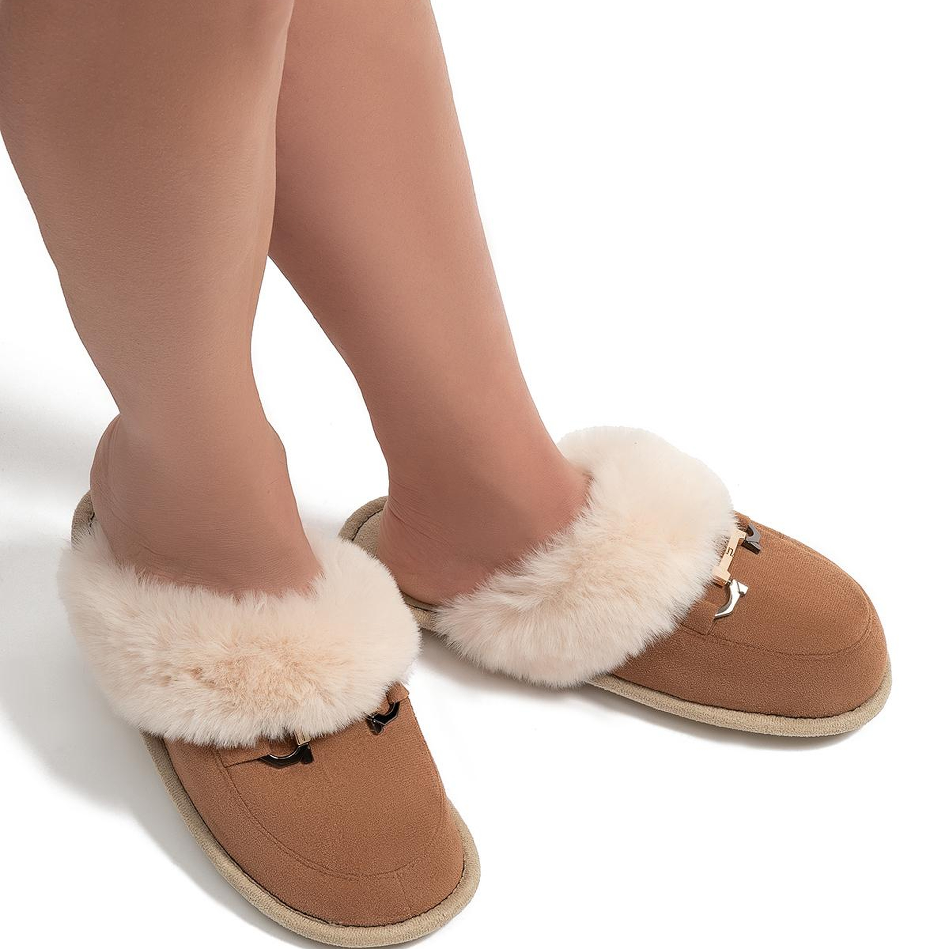 Ania Kadın Tokalı Ev Terliği Kahverengi 37/41