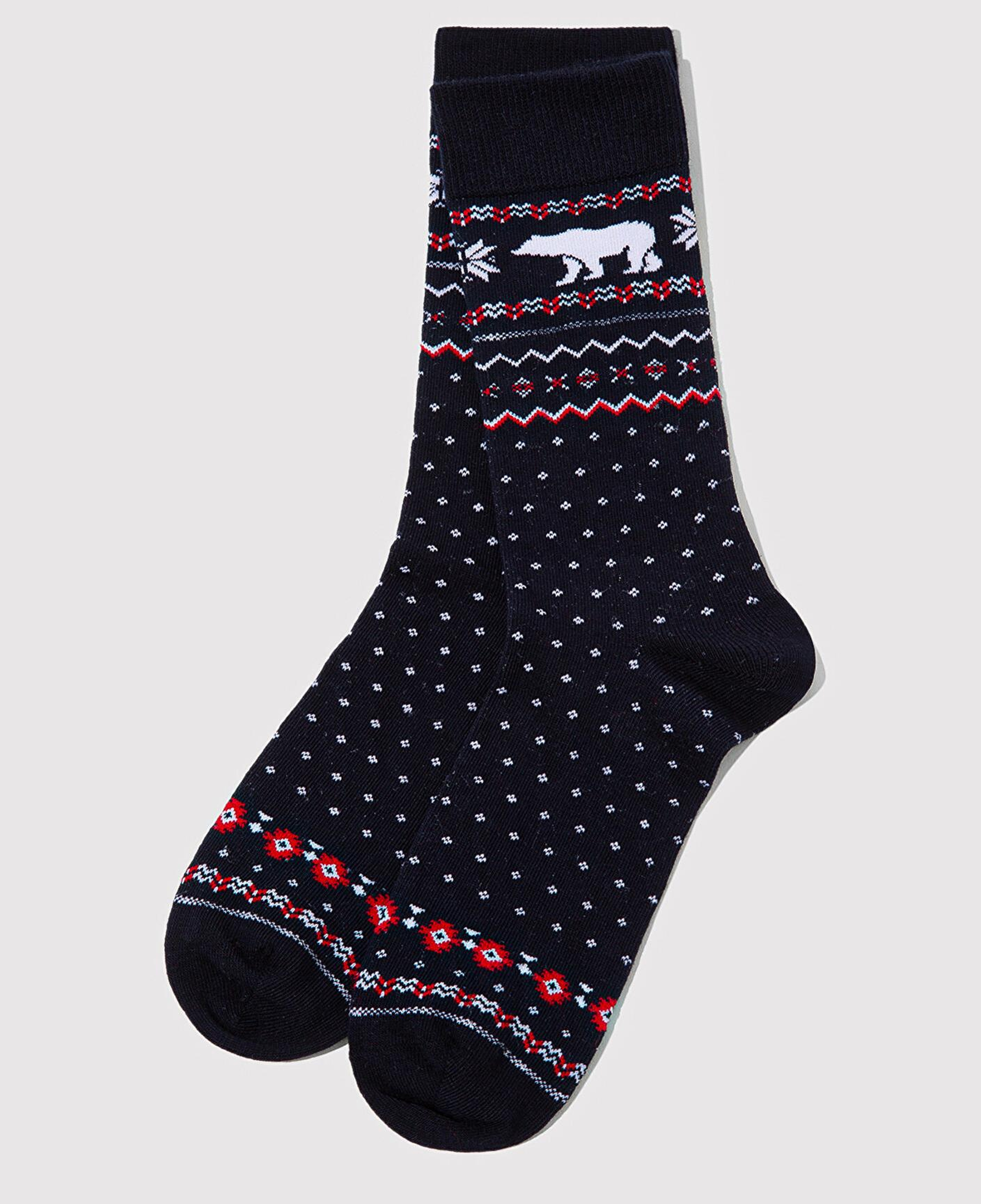 Mavi Yılbaşı Temalı Lacivert Soket Çorap 0912105-70490