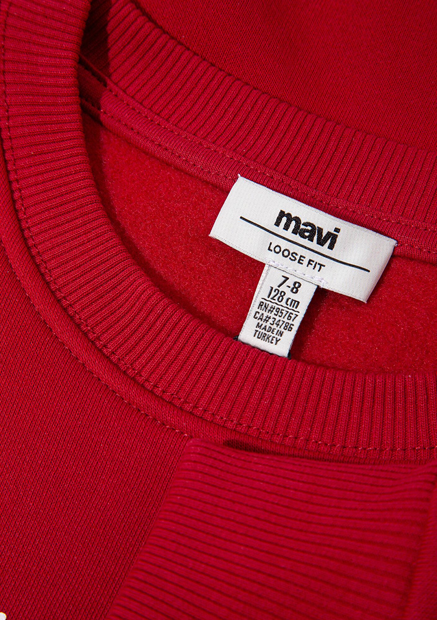 Mavi Yılbaşı Temalı Kırmızı Sweatshirt 7S10180-70390