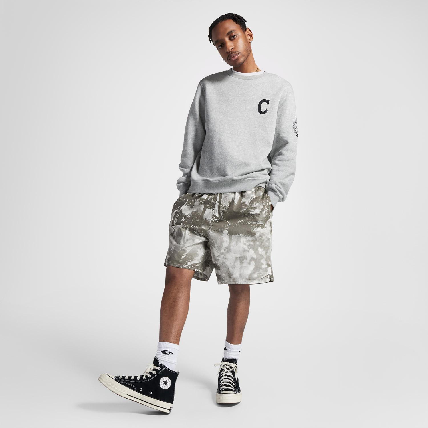 Converse Desenli Erkek Gri Şort