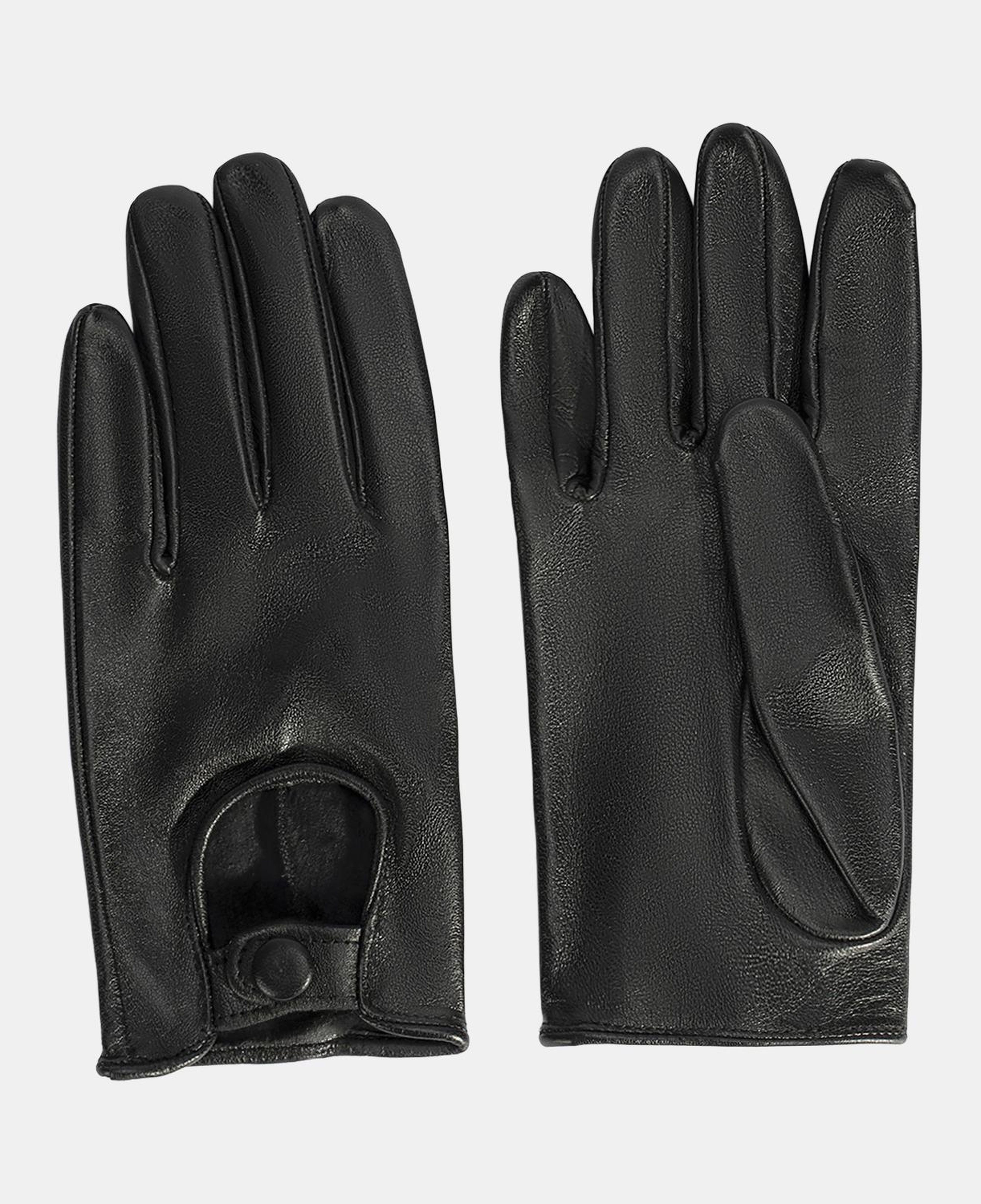 Kadın Siyah Tokalı Deri Eldiven