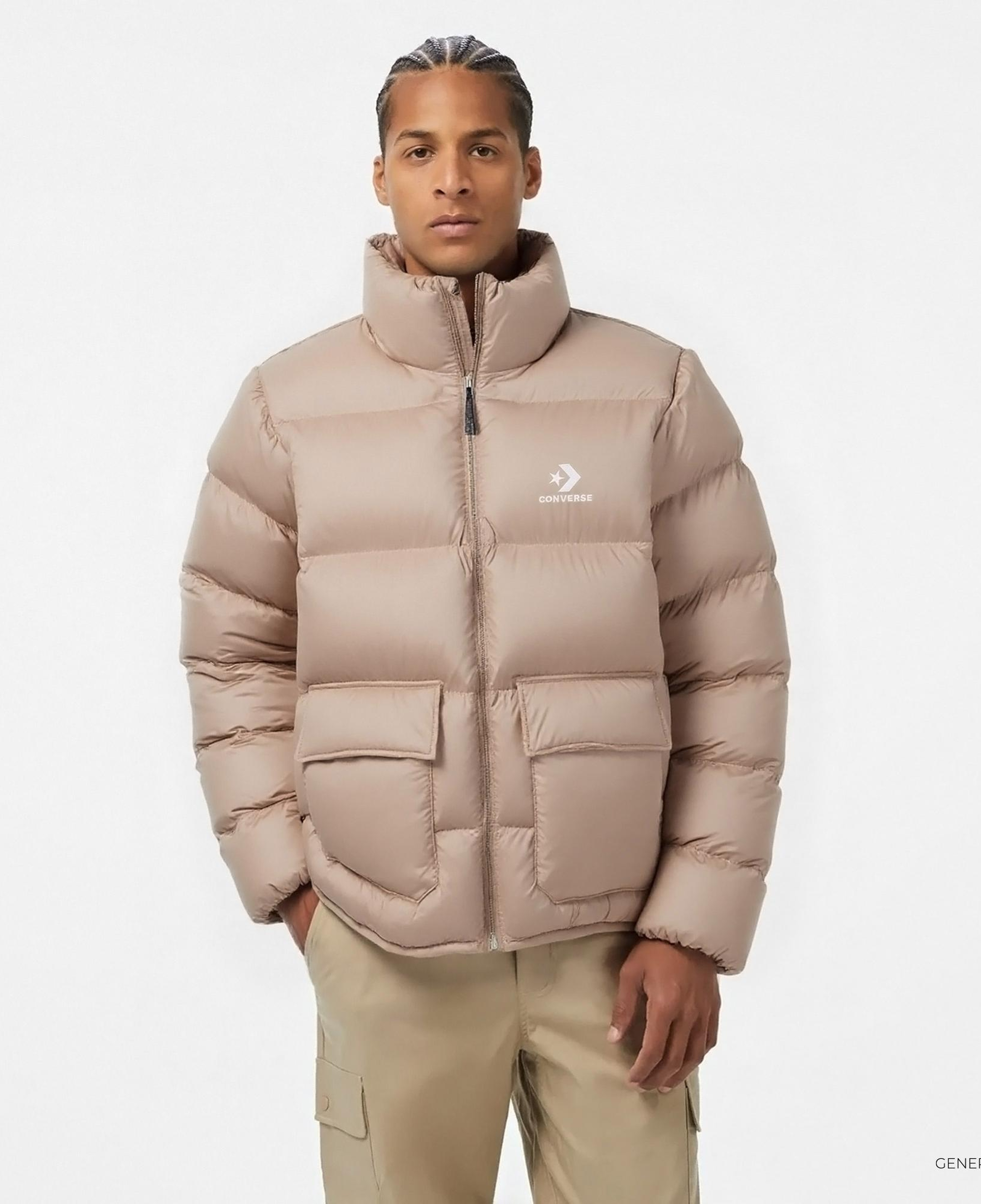 Converse Erkek Dik Yaka Kahverengi Şişme Mont