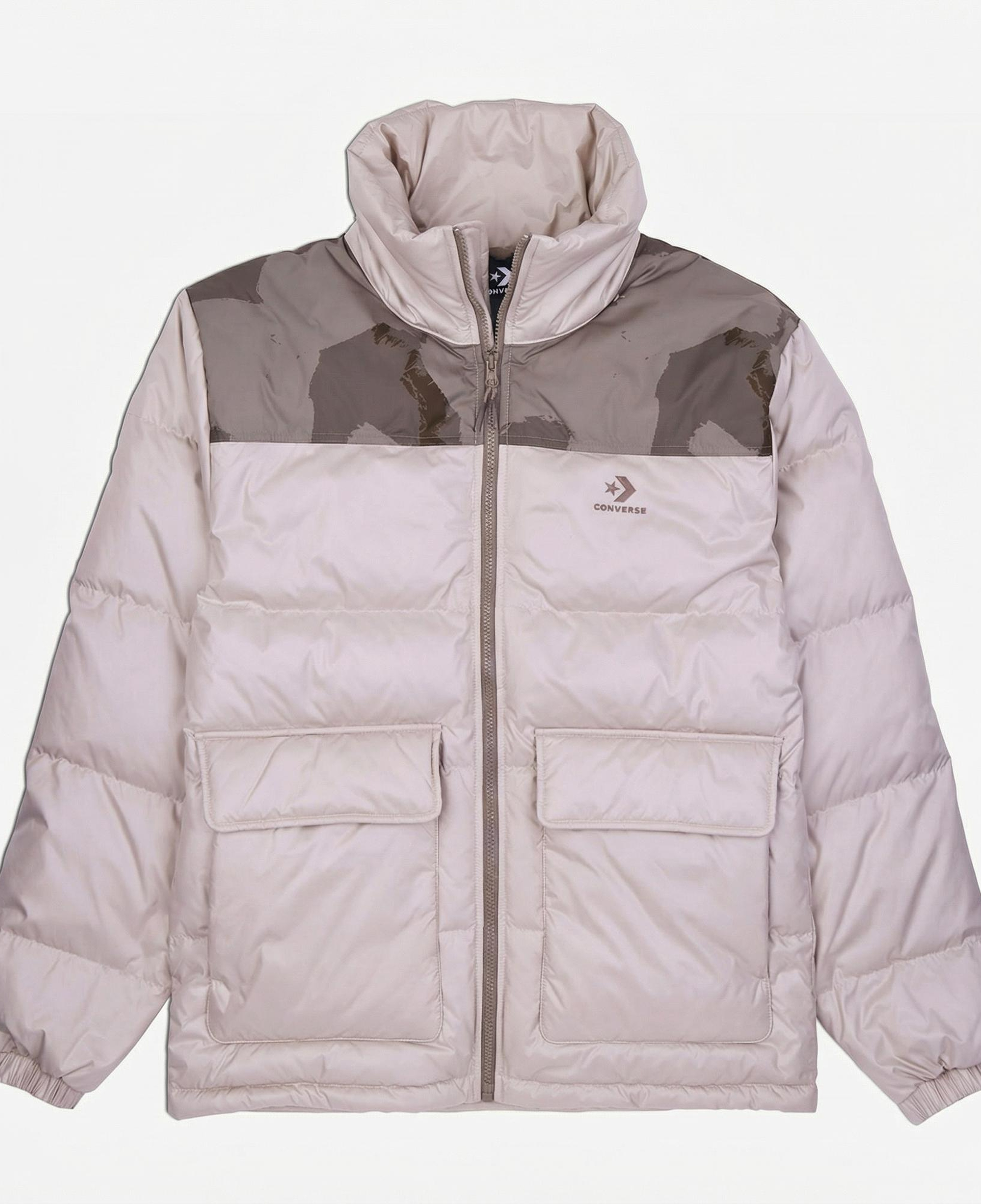 Converse Erkek Dik Yaka Bej Şişme Mont