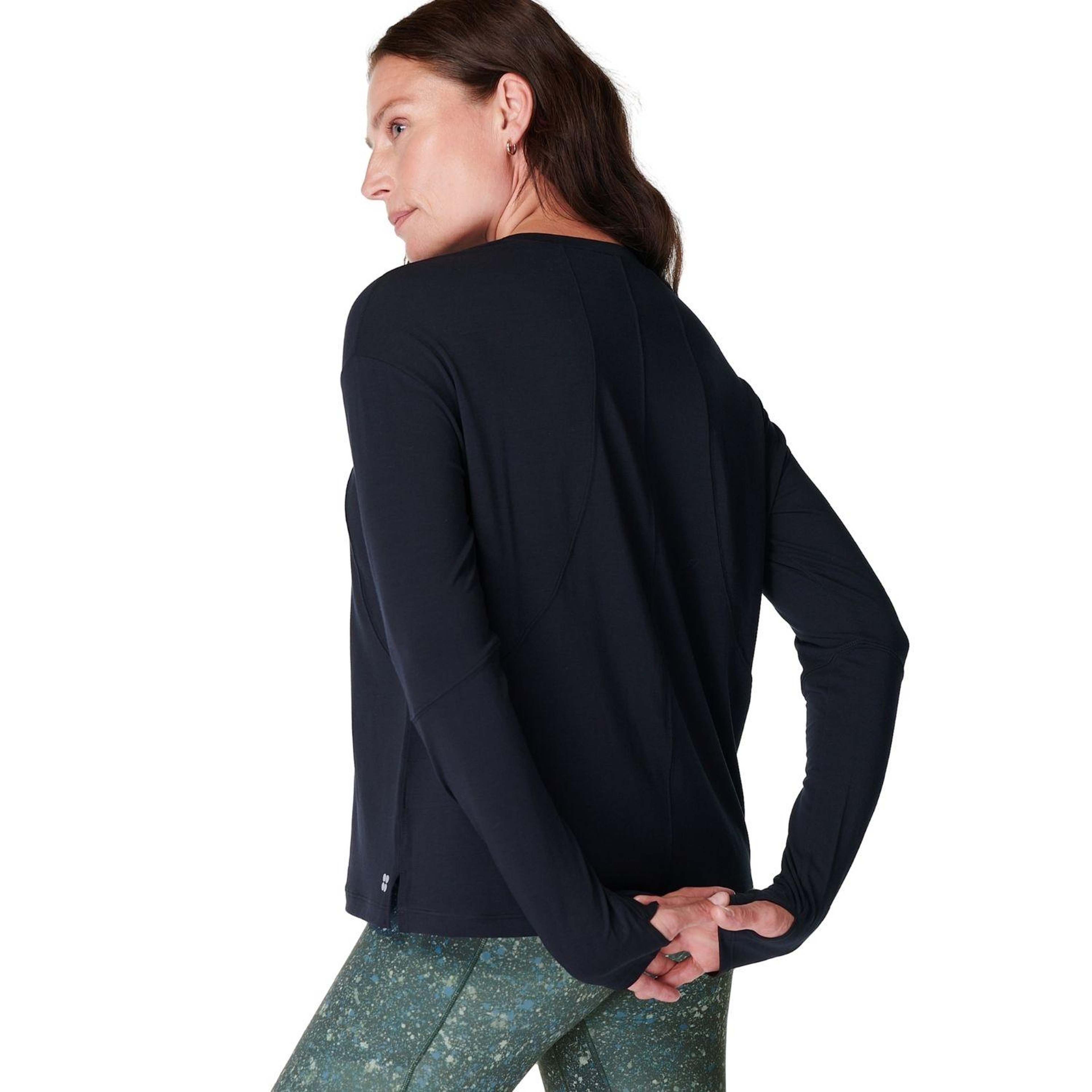 Sweaty Betty Soft Flow Studio Long Sleeve T Kadın Siyah Tank Top