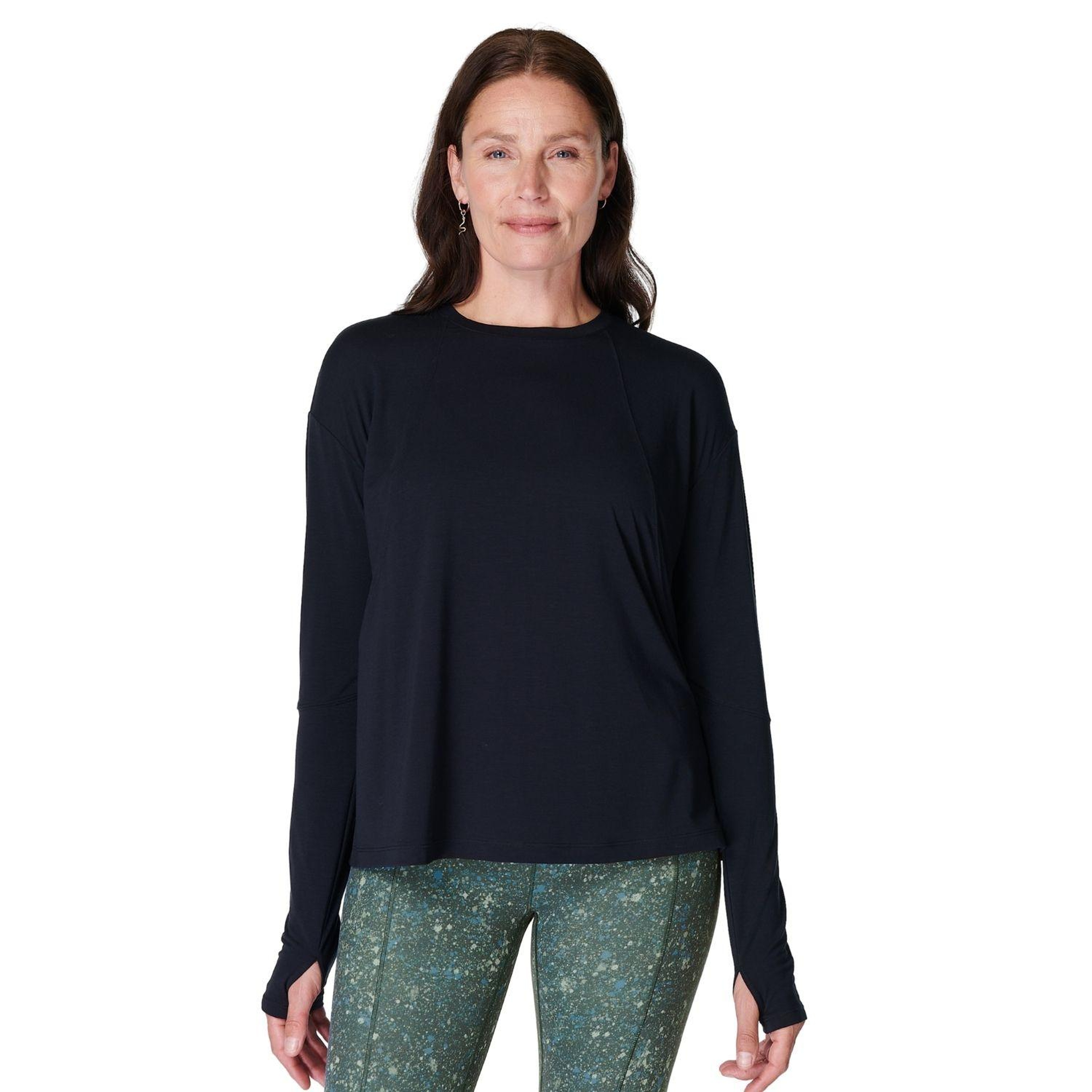 Sweaty Betty Soft Flow Studio Long Sleeve T Kadın Siyah Tank Top