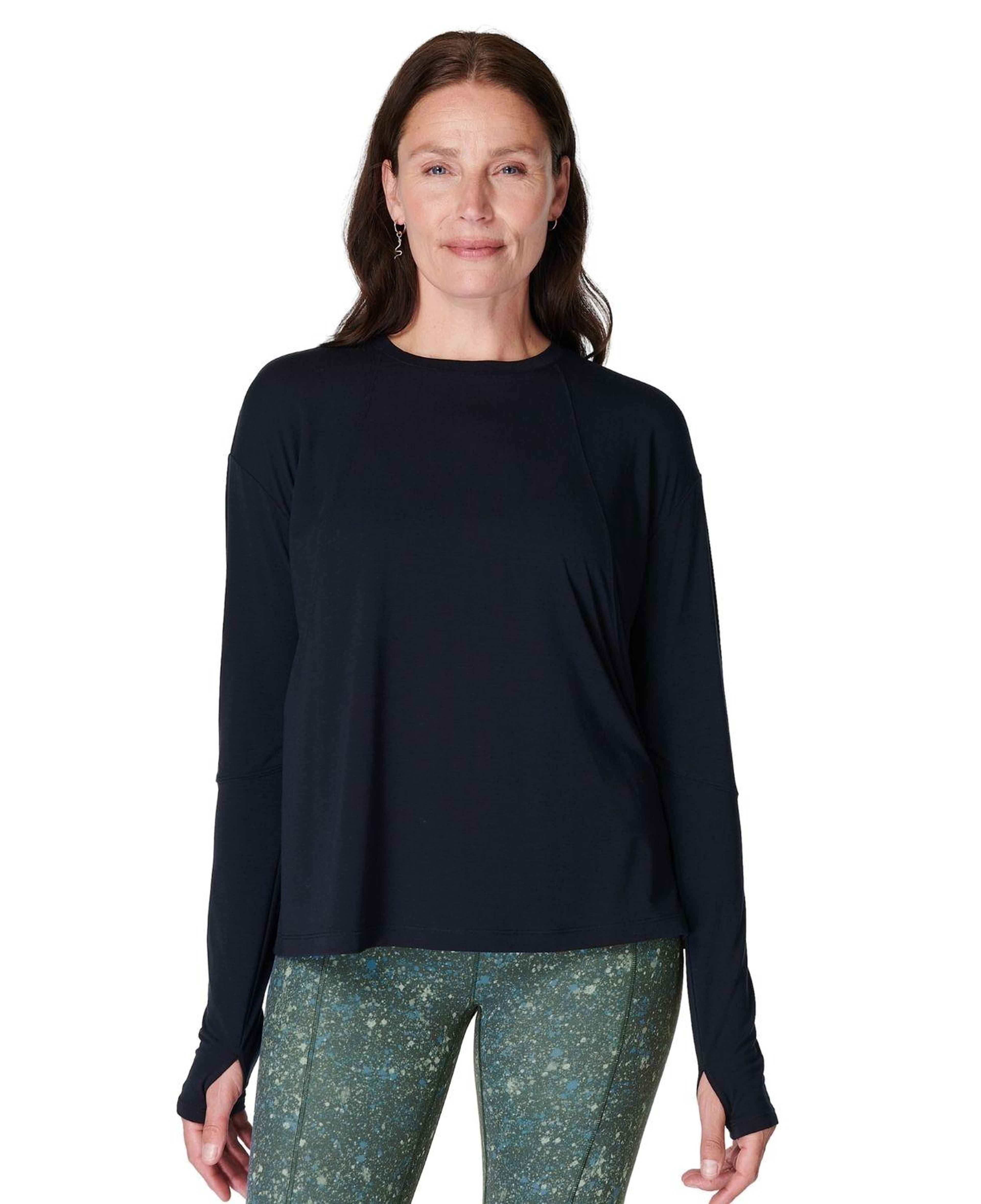 Sweaty Betty Soft Flow Studio Long Sleeve T Kadın Siyah Tank Top