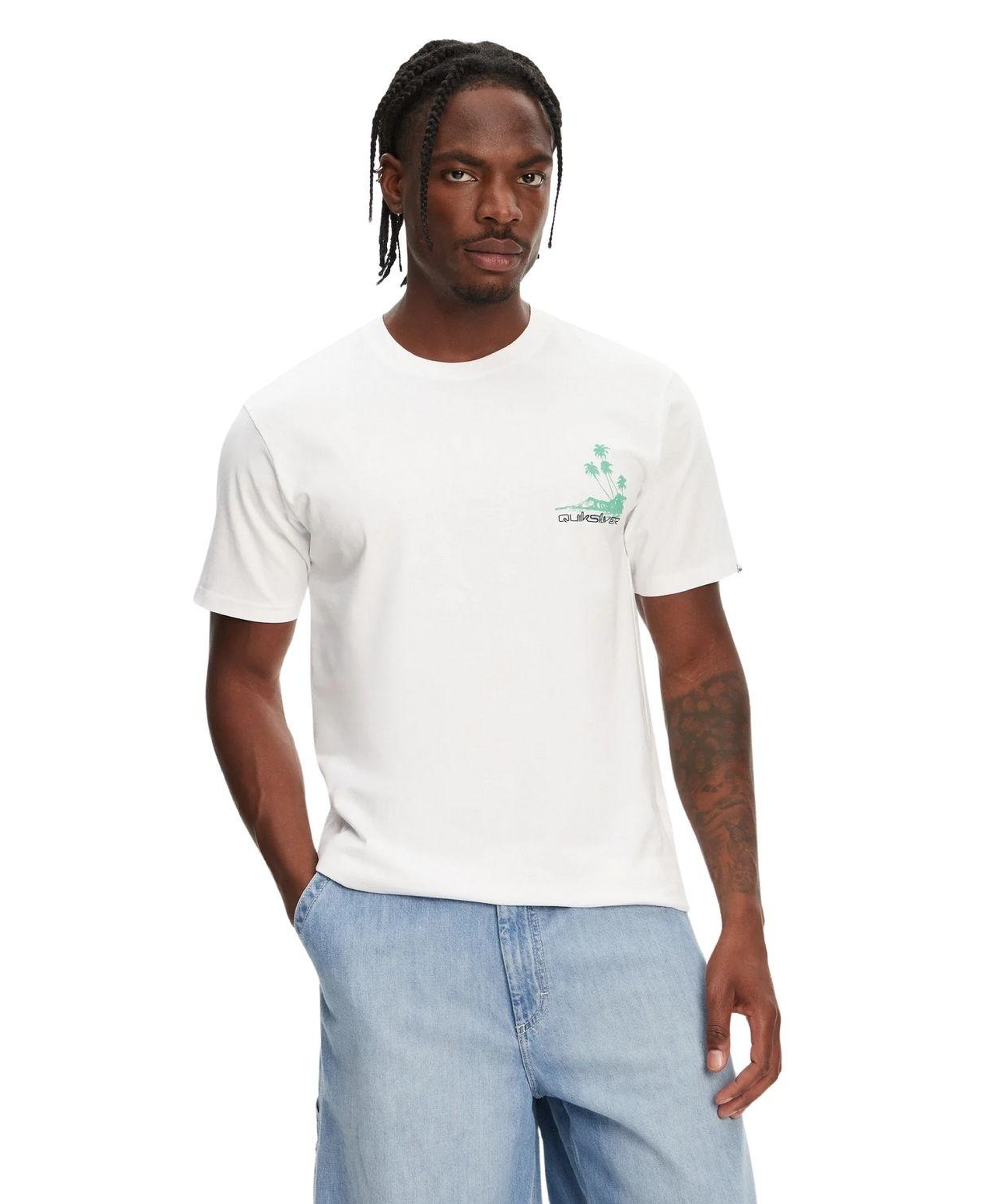 Quiksilver Palm Lines Erkek Beyaz Tişört