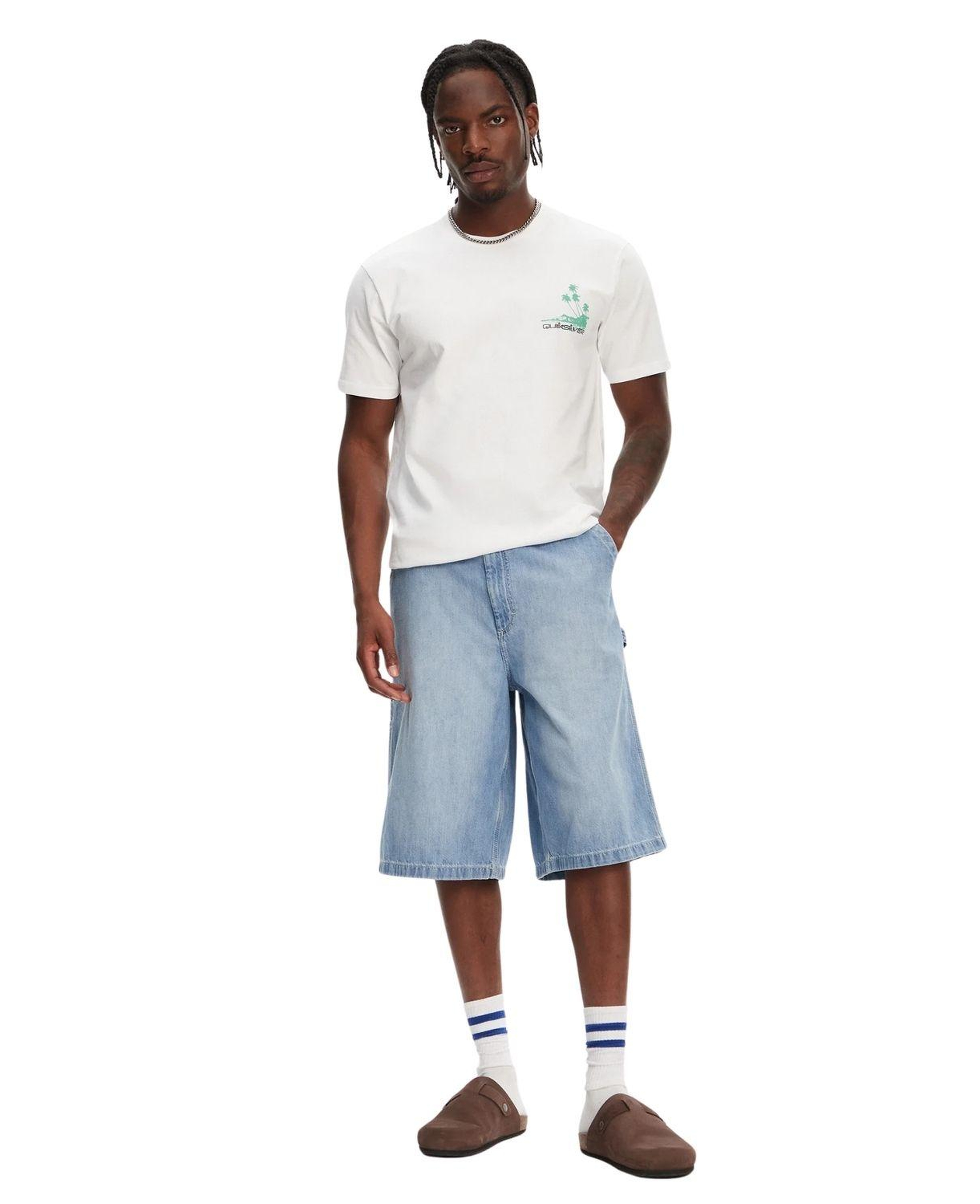 Quiksilver Palm Lines Erkek Beyaz Tişört