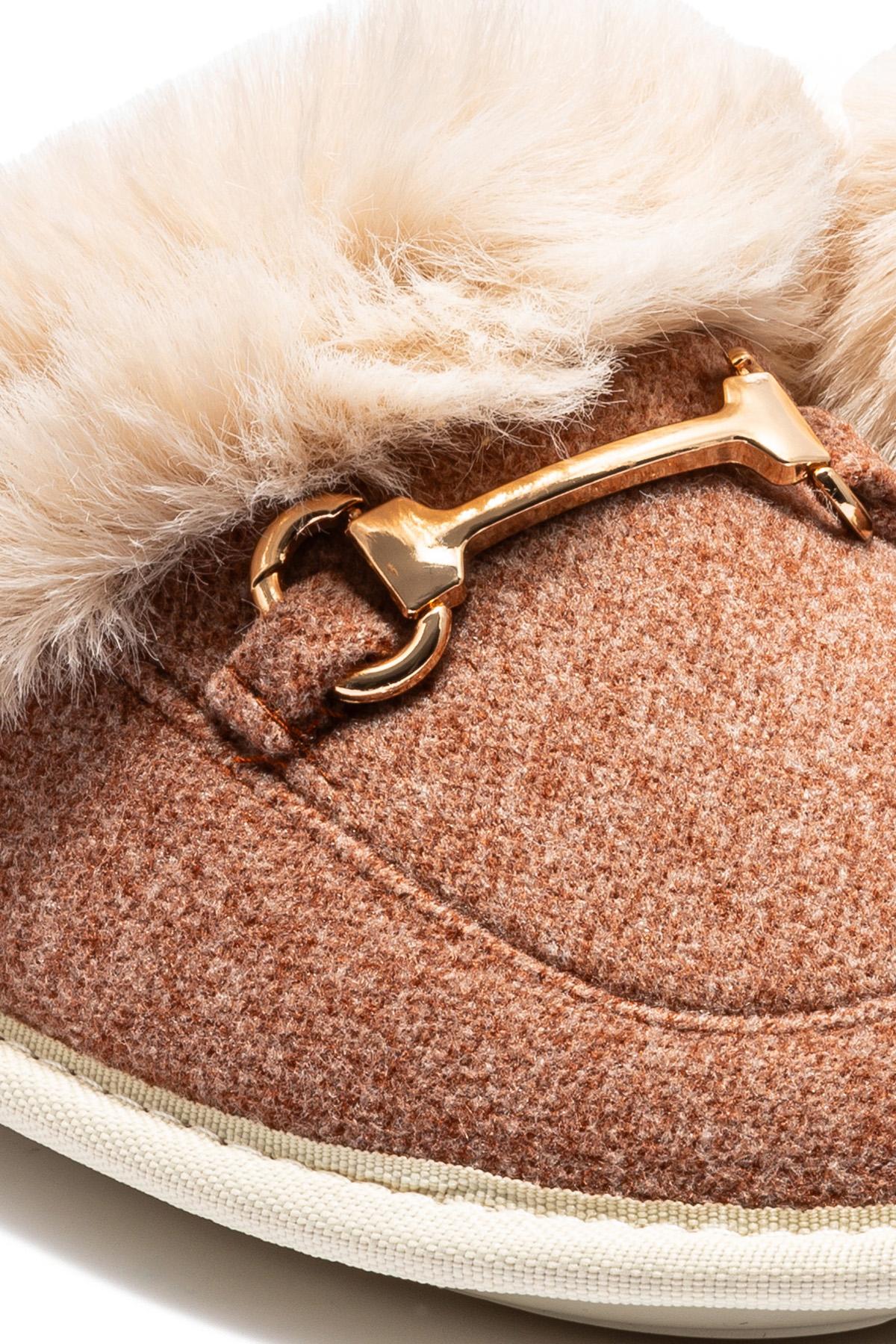 Ania Kadın Tokalı Ev Terliği Kahve 36/41